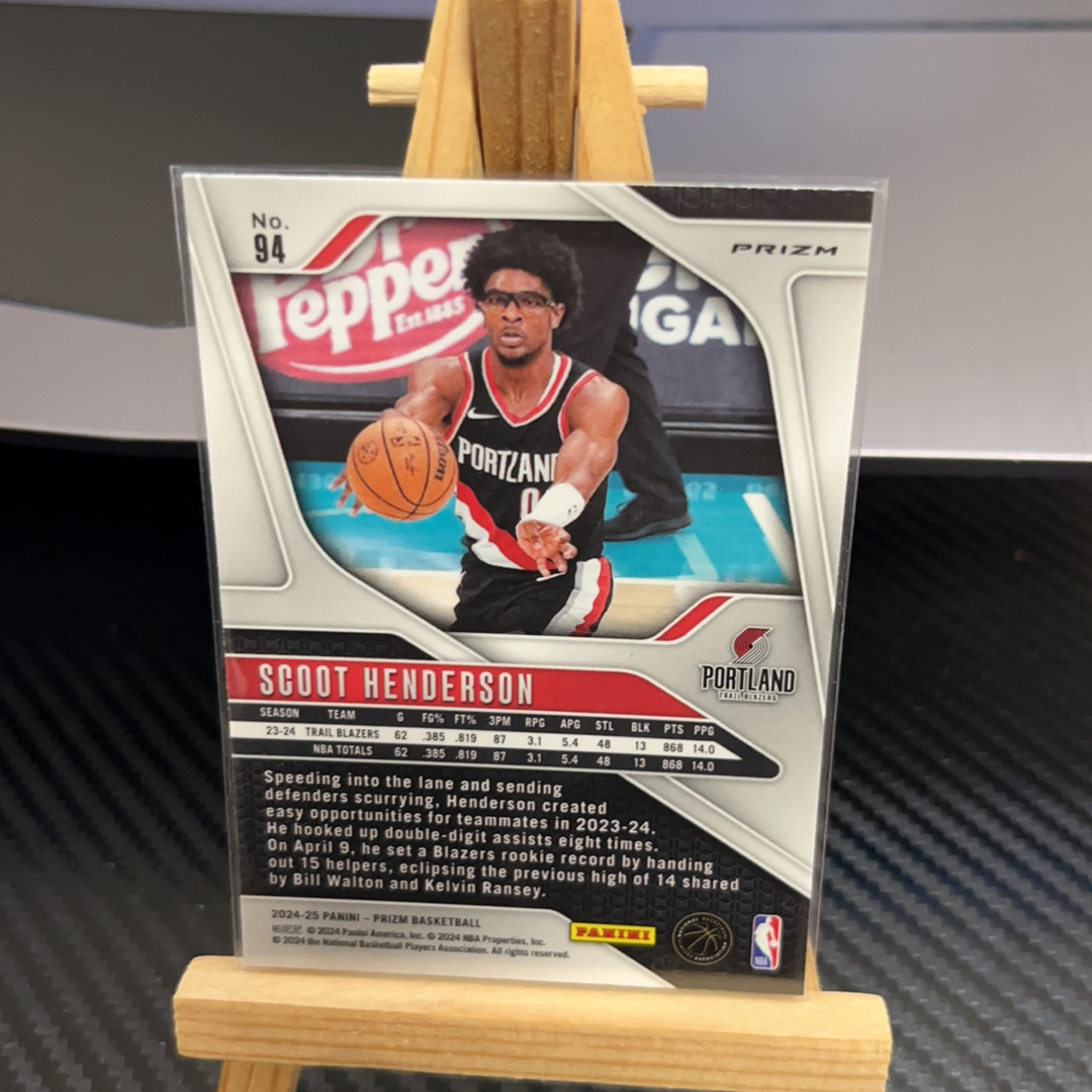 2024-25 Panini Prizm Scoot Henderson 斯库特 亨德森 开拓者 银碎冰 银折 折射 prizm系列 pz 卡品如图 凑图必备 值得收藏! 免费代卖!