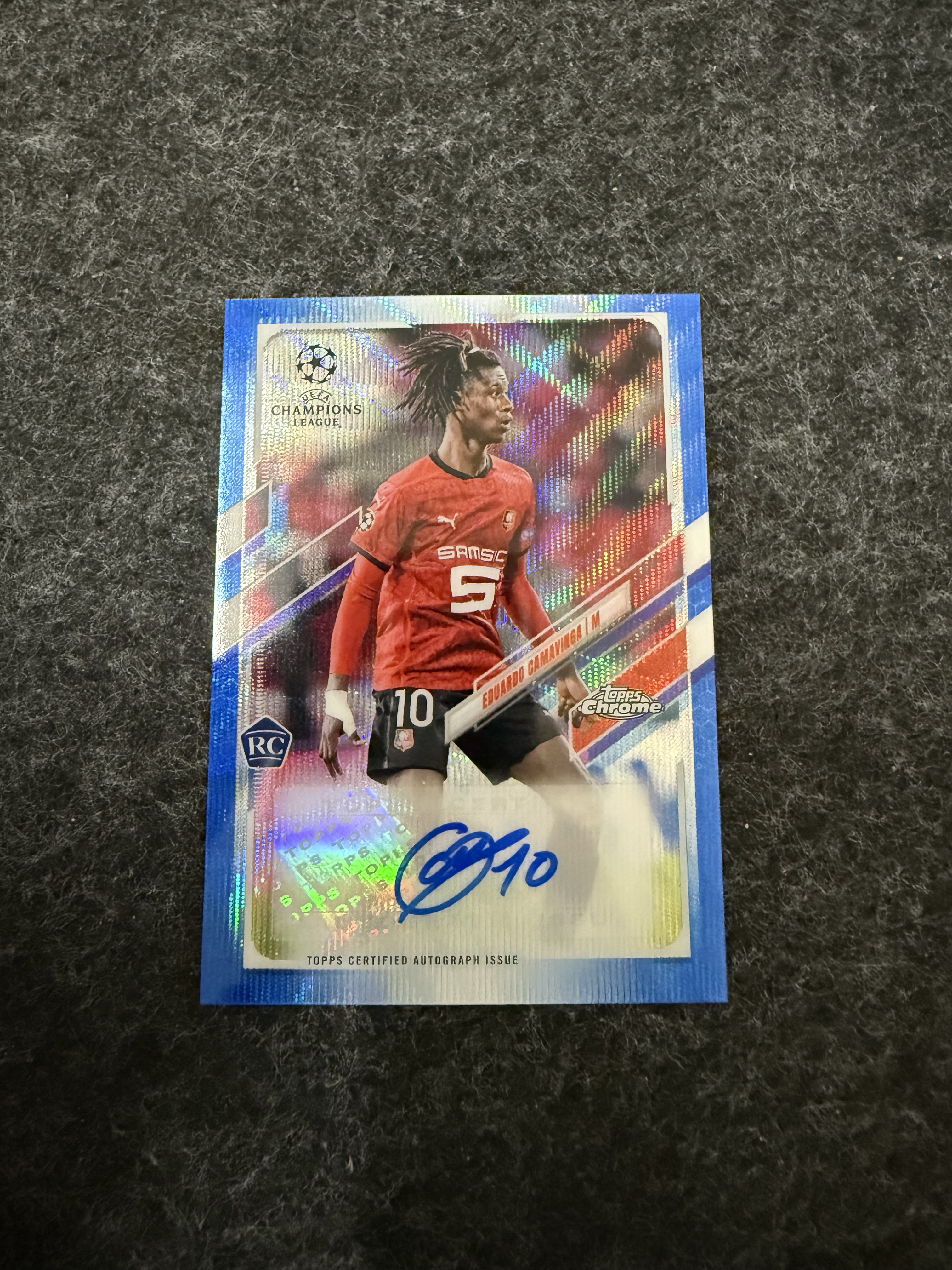 2020-21 Topps Chrome Eduardo Camavinga RC 欧冠TC 雷恩 卡马文加 新秀 签字 签名 皇家马德里 蓝波纹折 /75编 贝林厄姆姆巴佩队友 卡品如图 收藏必备