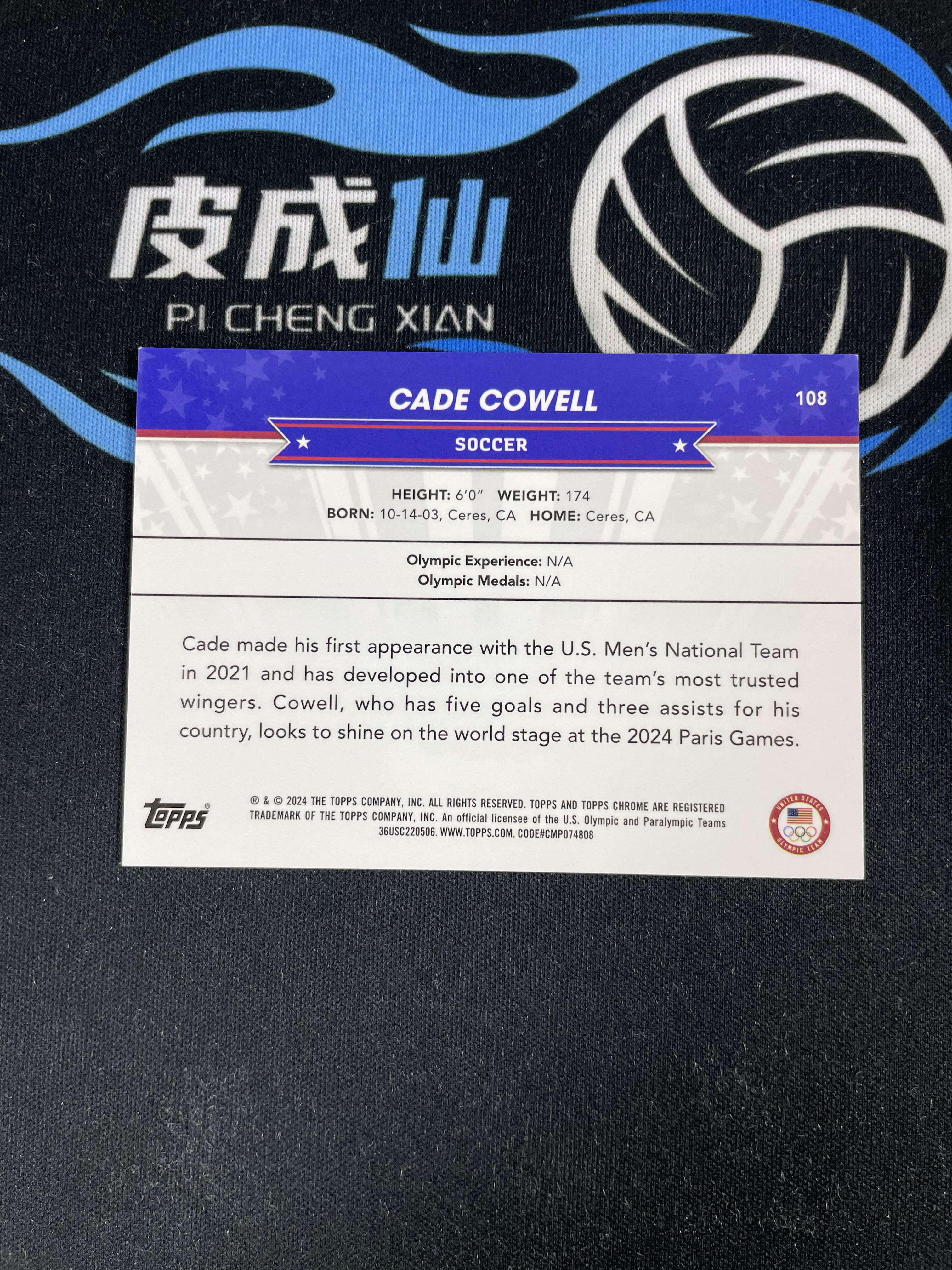 【皮成仙拍卖 统一手续费6%】 2024 TOPPS chrome 奥运会 足球 CADE COWELL 卡德科维尔 蓝折 199编 凑套必备 值得收藏【只发顺丰】落日28