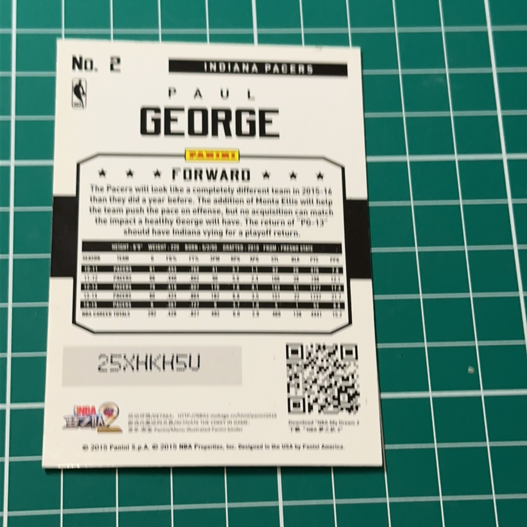 2015-16 Panini Americana Paul George S.p.a. 保罗乔治 泡椒 烟花折射 折射特卡 精美选图 十年老卡 绝版卡 稀有大比例 折角小坑
