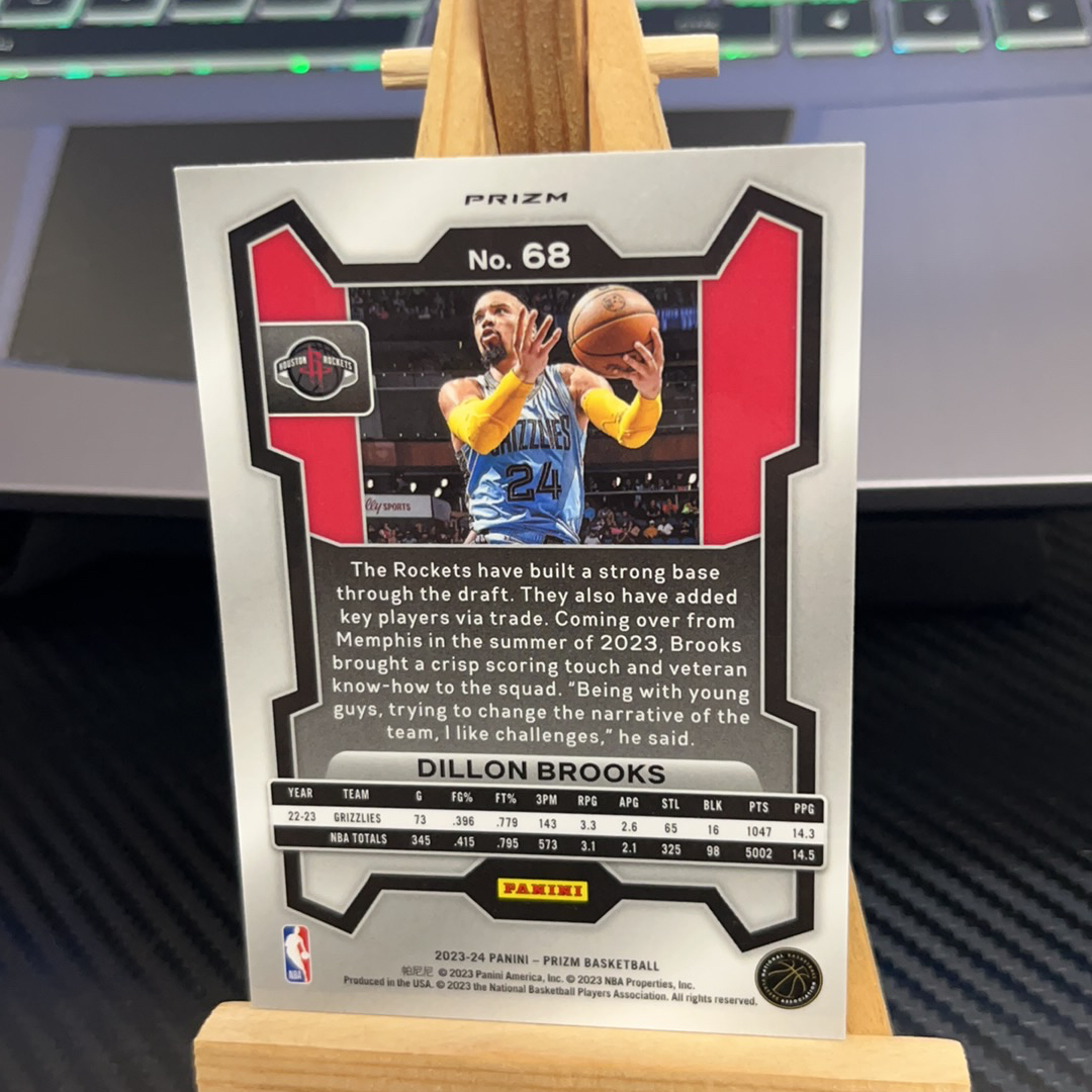 2023-24 Panini Prizm Dillon Brooks 狄龙 布鲁克斯 火箭 银折 折射 prizm系列 pz 卡品如图 凑图必备 值得收藏!免费代卖!