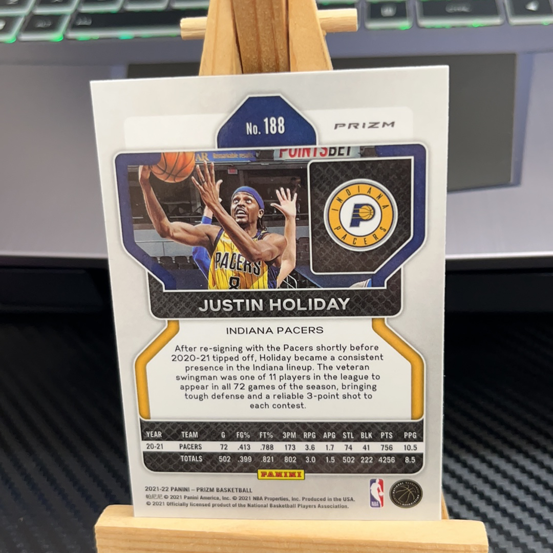 2021-22 Panini Prizm Justin Holiday 贾斯汀 霍勒迪 步行者 紫波纹 紫折 折射 prizm系列 pz 卡品如图 凑图必备 值得收藏! 免费代卖!
