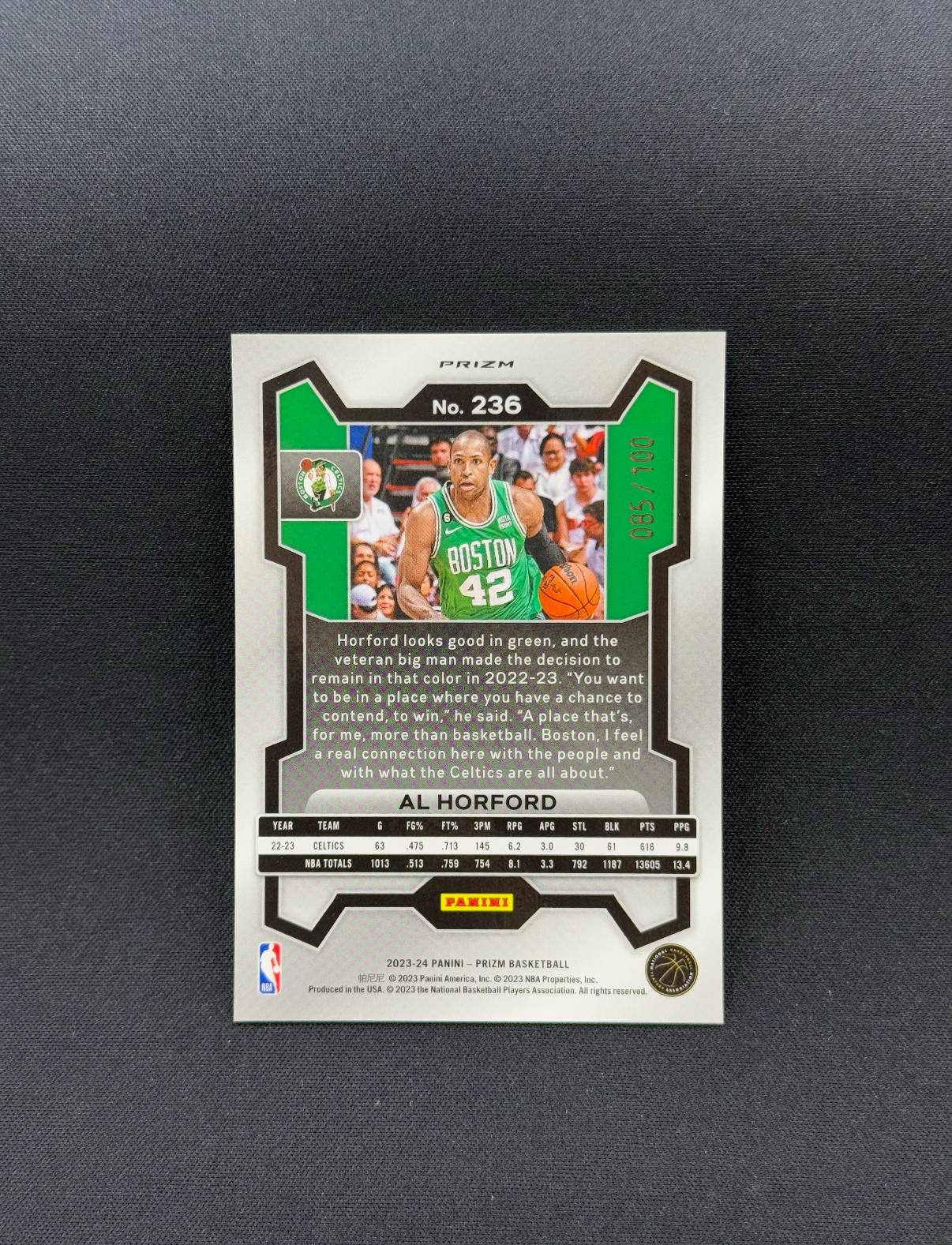 2023-24 Panini Prizm Al Horford 【小贝代拍】NBA Pz 凯尔特人 艾尔 霍福德 红泡泡折 100编 卡品如图 拍前看描述 XNP