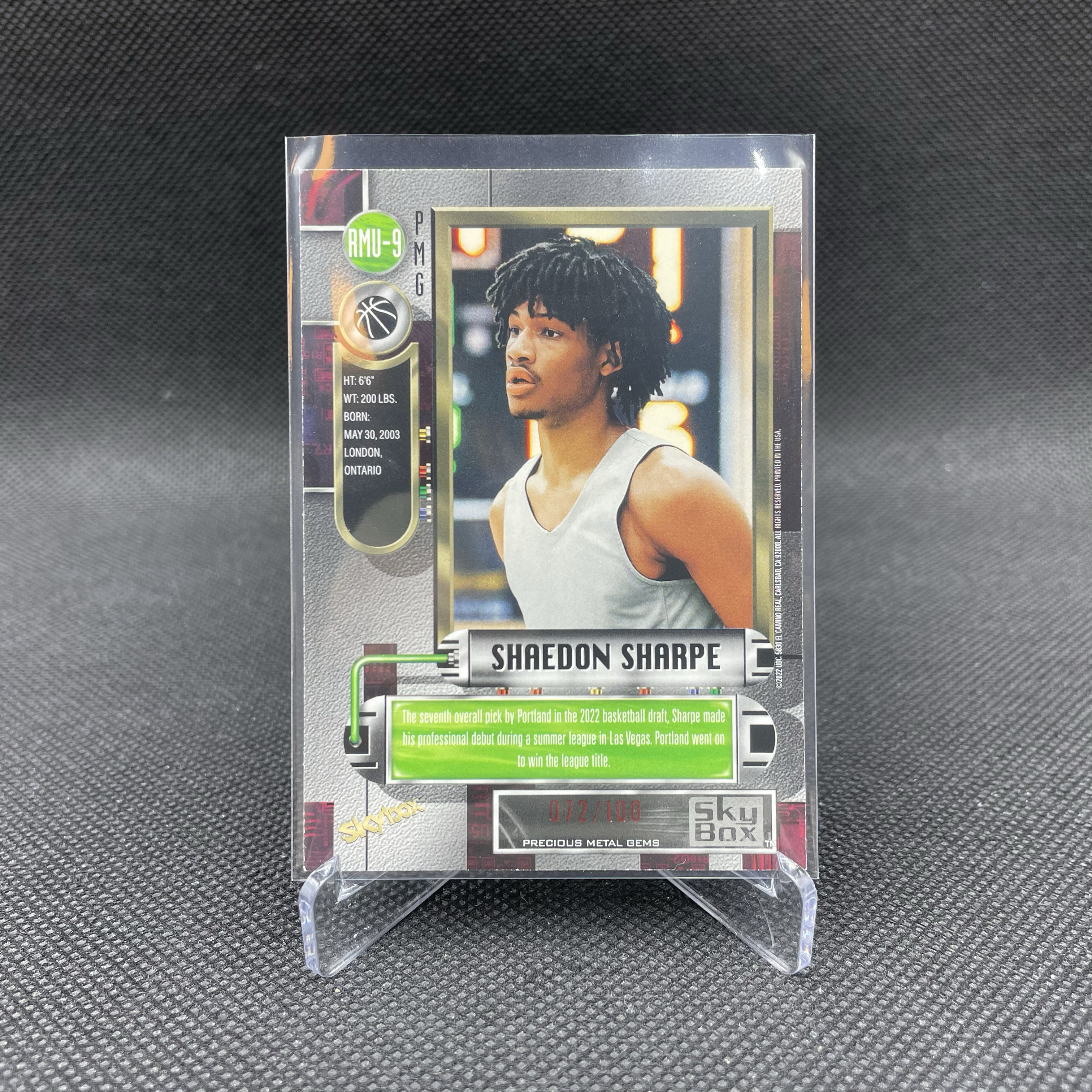 2022 SkyBox Metal Universe Shaedon Sharpe RC 金属宇宙 开拓者 新秀 谢登 夏普 072/100编 红宝石 红宝 PMG 顶级复刻老特 第二张 品如图 wy