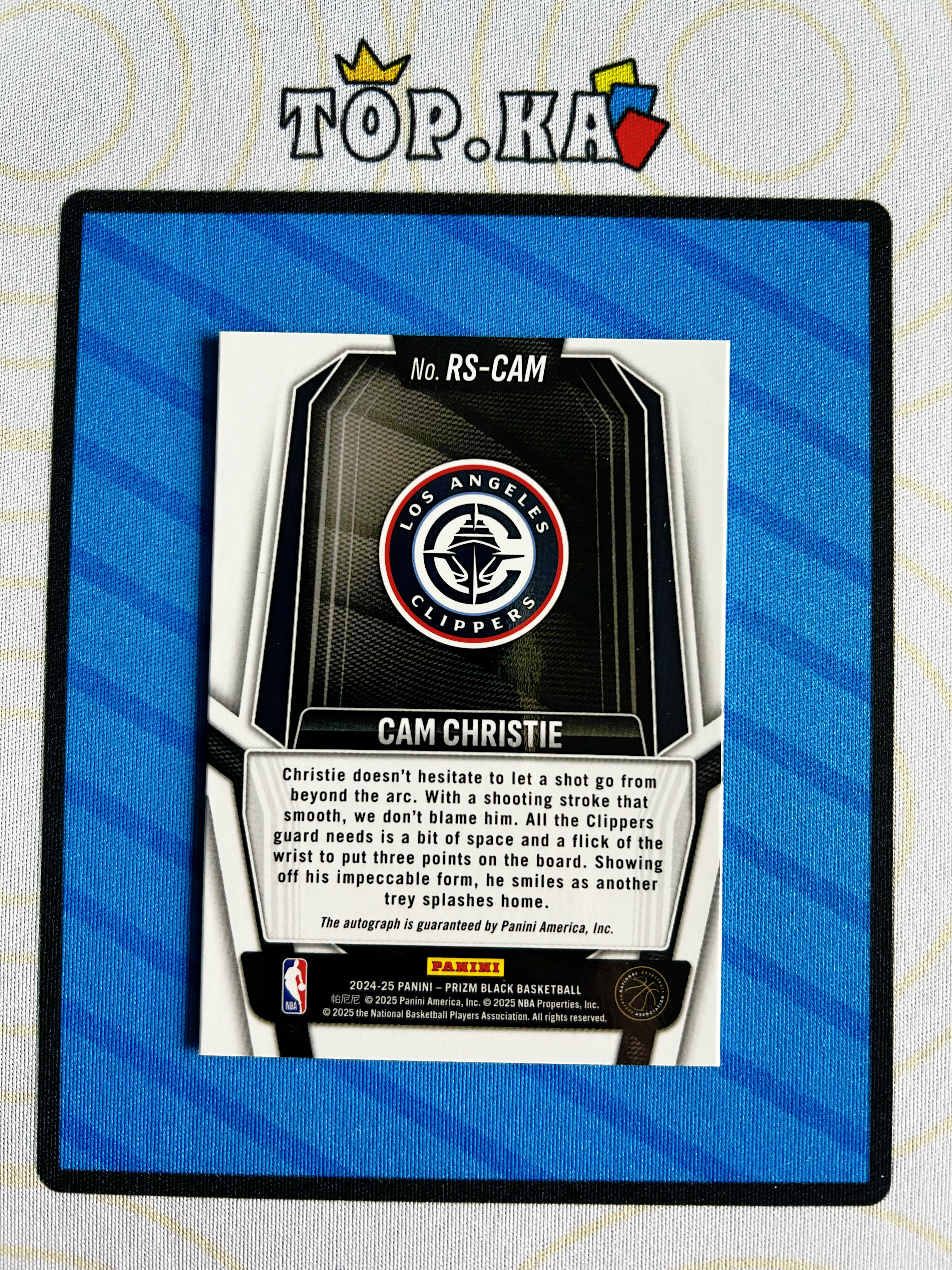 【顶尖卡社】2024-25 Panini Prizm Black Cam Christie 快船 新秀RC 卡姆克里斯蒂 新秀签字 详情看描述 卡品如图【XF】