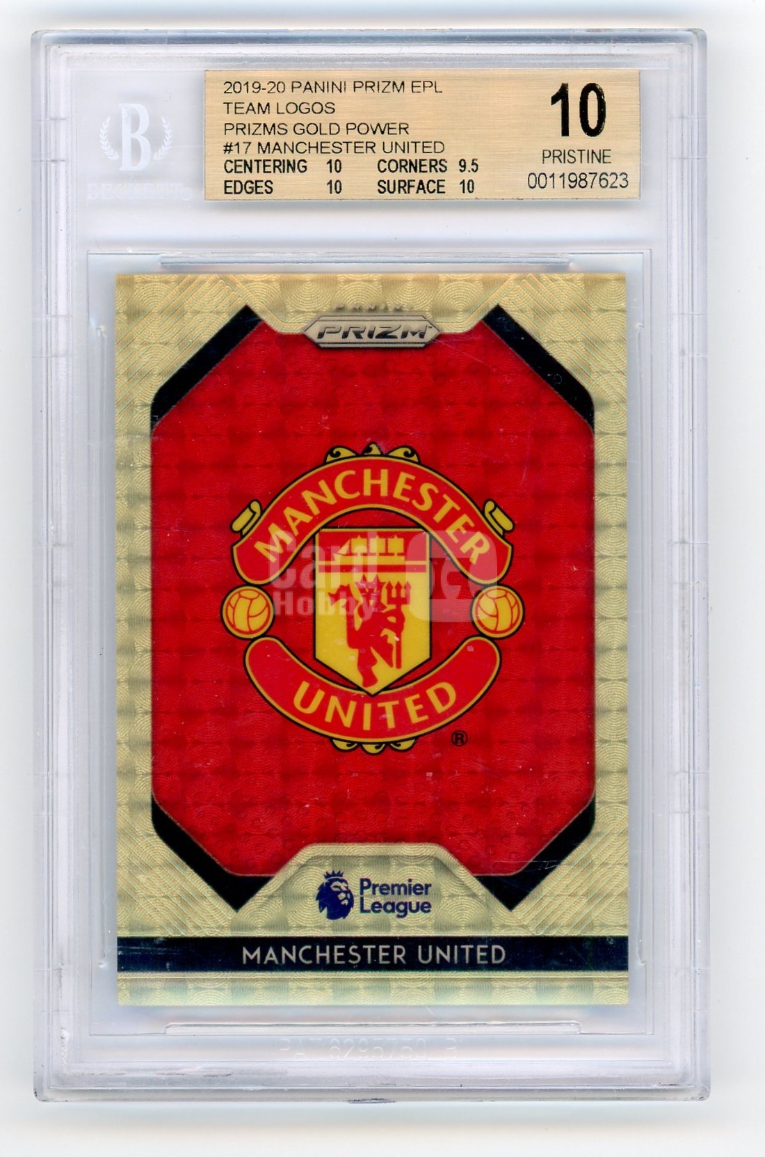 2019-20 Panini Prizm 帕尼尼 普利兹姆 Manchester United 曼彻斯特联 Team Logo 团队标志 Gold Power 黄金力量 /5 五个中的 BGS10