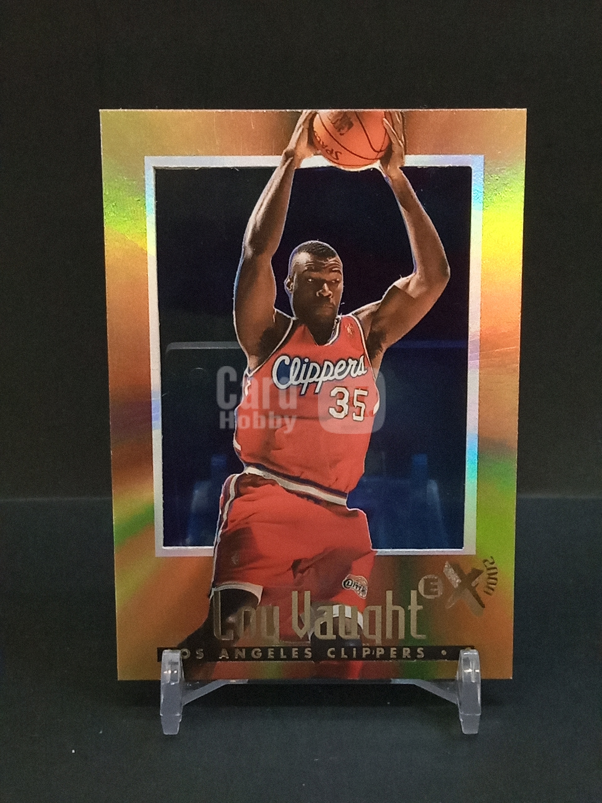 【DC拍卖】9.29小科比(微瑕)`1996-97 Skybox E-X2000 #28 Loy Vaught 洛伊沃特 洛杉矶快船 橙金渐变折射老球星卡,经典E-X2000胶片卡`