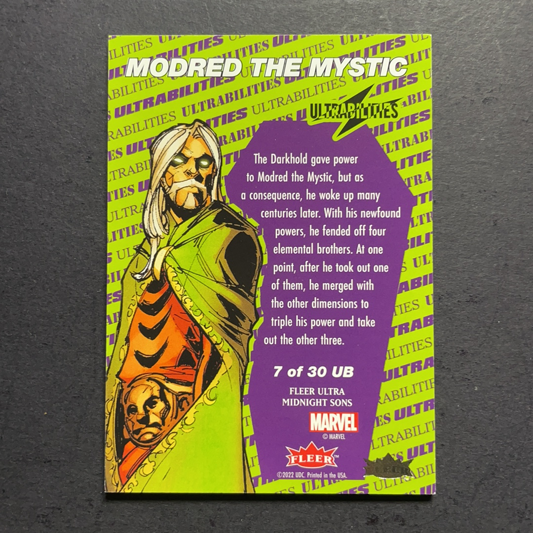 2024 Fleer Marvel (MCU) 午夜之子 秘术师莫德雷德 比例1:18 UB超能力星星折射特卡 序号7of30 2023 UD漫威漫画Fleer Ultra午夜之子 粉条代拍