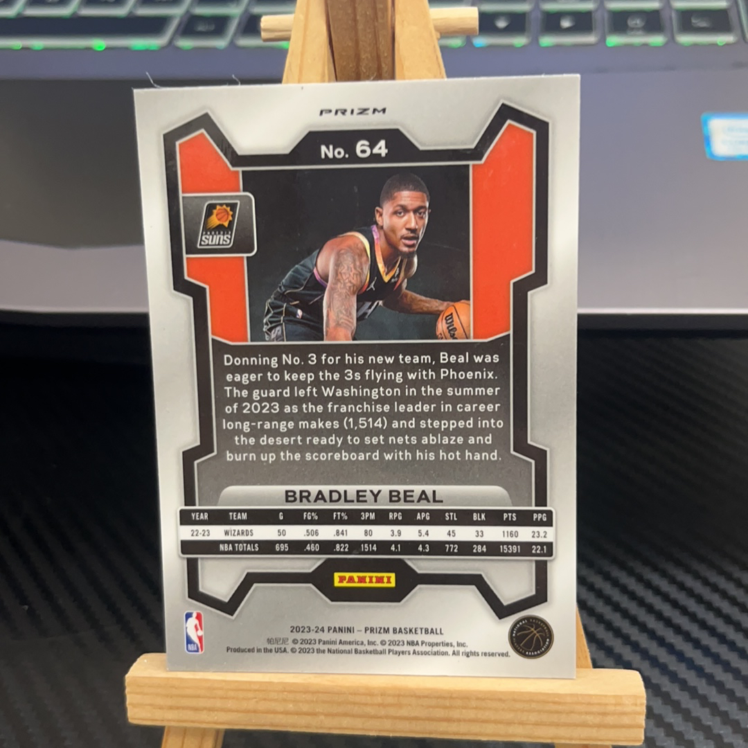 2023-24 Panini Prizm Bradley Beal 布拉德利 比尔 太阳 银折 折射 prizm系列 pz 卡品如图 凑图必备 值得收藏!免费代卖!