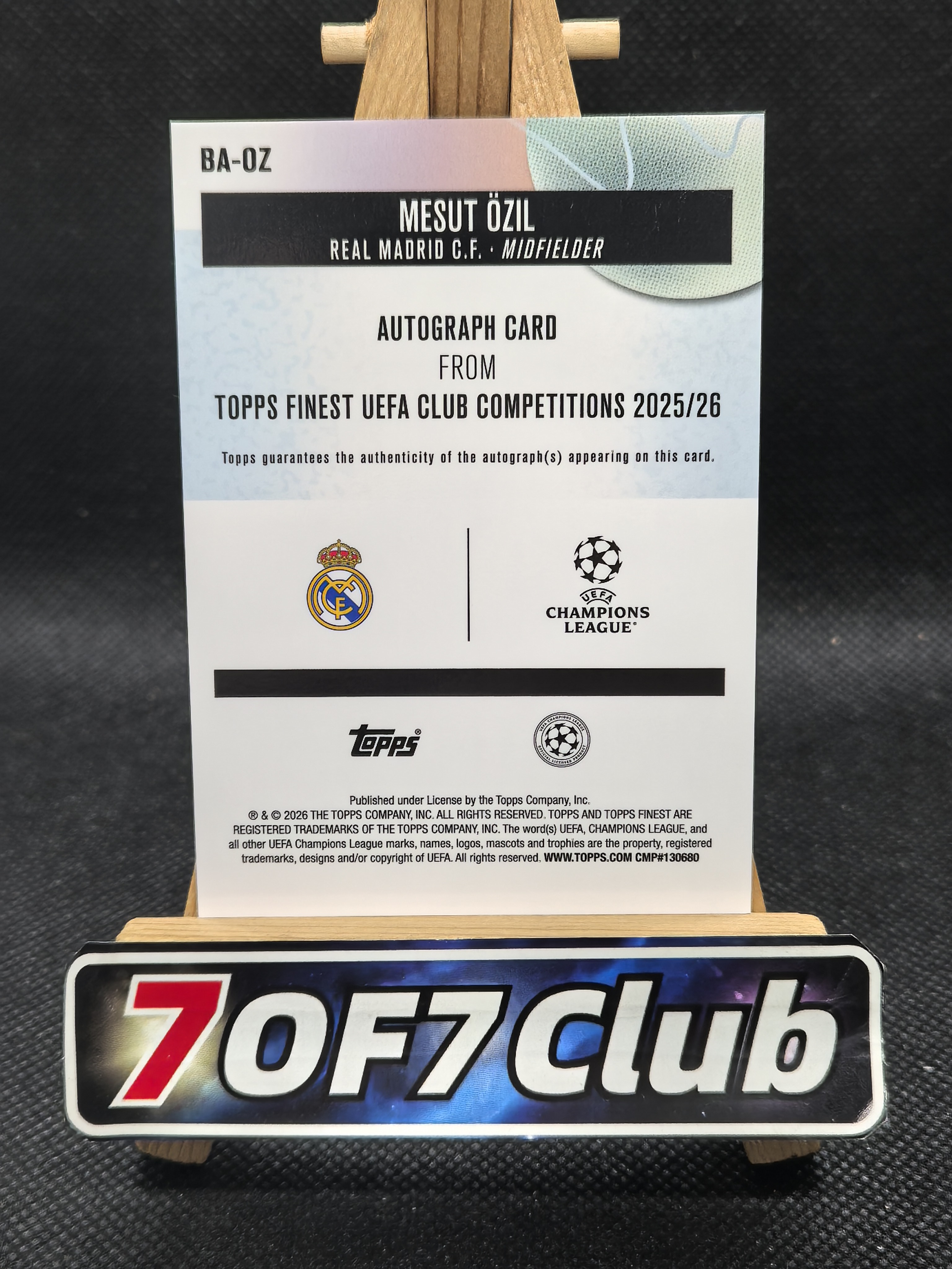 2026 【7OF7Club拍卖】 Finest Mesut Ozil 厄 齐尔 银折 签字 皇马 卡品如图 LZ0802