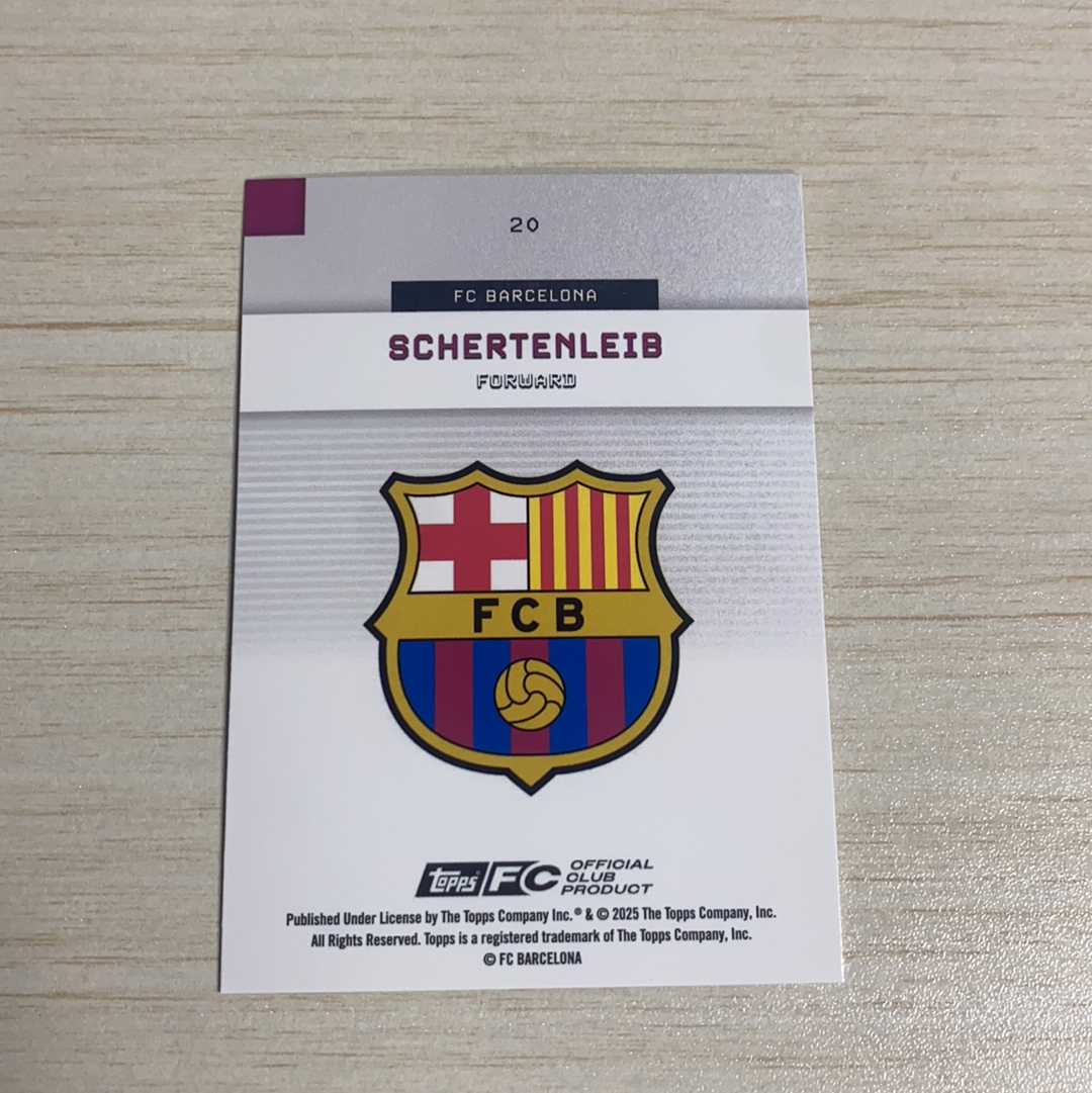 【小牛代拍】2025 Topps FC Barcelona SCHERTENLEIB R 巴萨队盒 谢尔滕莱布 巴塞罗那 250编 碎冰折 卡品如图 收藏必备(一哥)