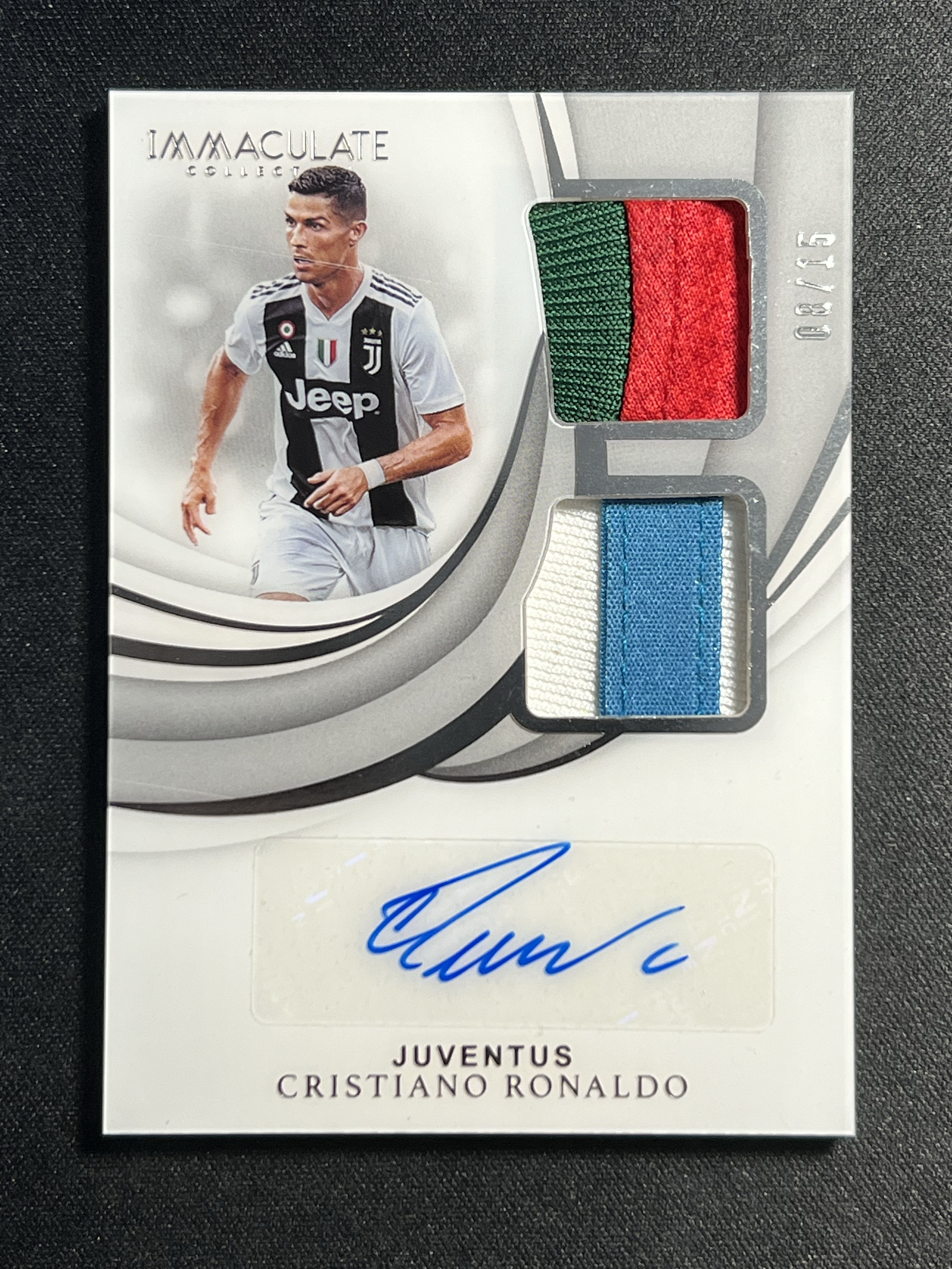 2018-19 Panini Immaculate Cristiano Ronaldo 爱咪咪 C罗 8/15编 落场GU四色Patch 完美签字!皇家马德里/皇马,曼联,尤文图斯,葡萄牙【珞珈拍卖】