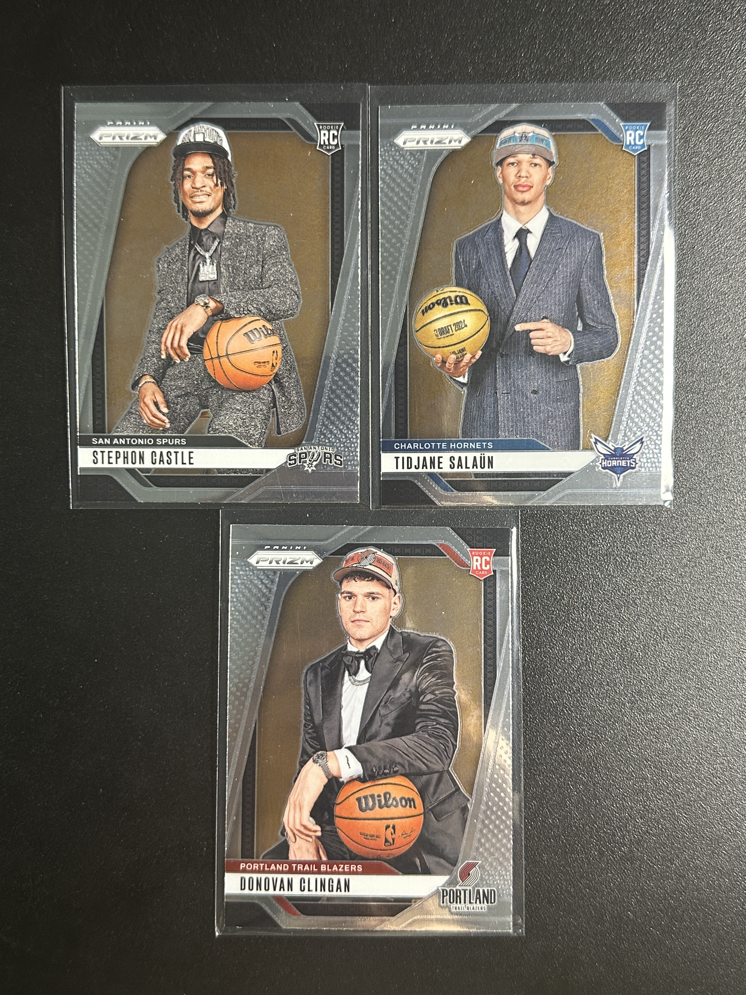 牛马哥 2024-25 Panini prizm Stephon Castle RC 新秀 斯蒂芬 卡斯尔 萨隆 克林根 选秀夜选图 base 3张打包 Lot 叉叉拍卖
