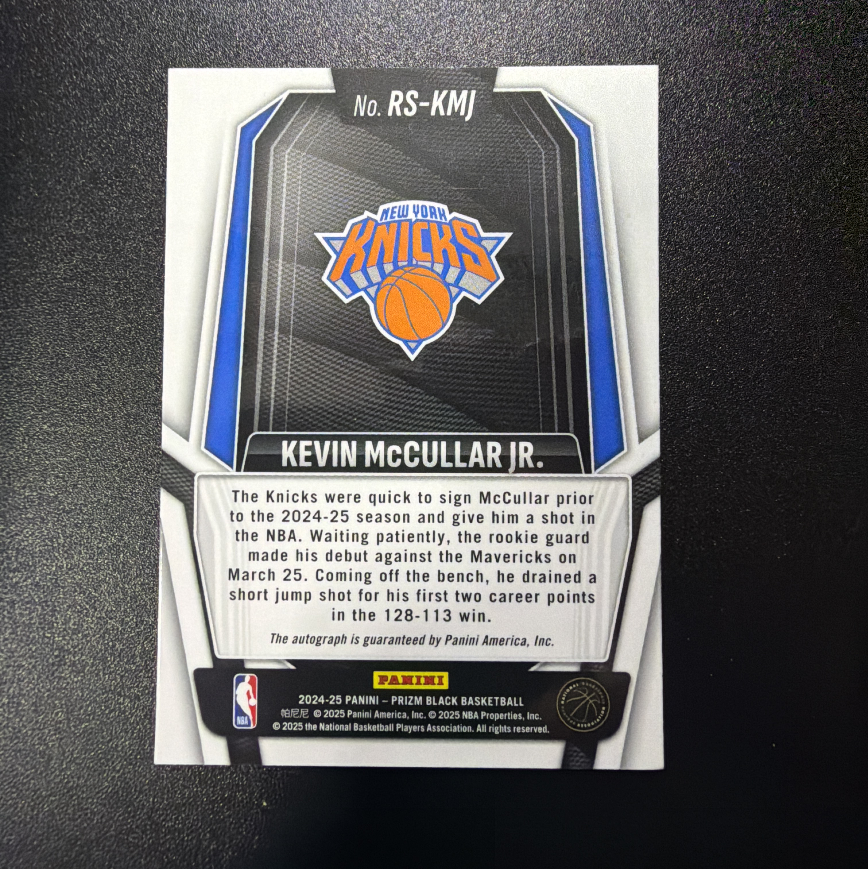 2024-25 Panini Prizm Kevin McCullar Jr. RC 【lge代卖】小凯文 麦卡勒 新秀 签字 pz 尼克斯 瑕疵如图 周军