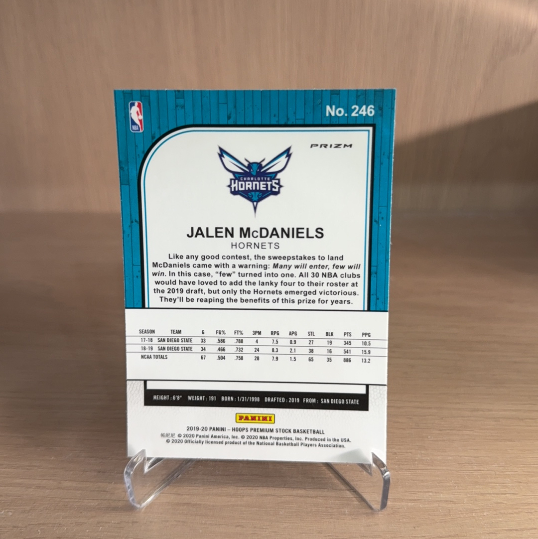 2019-20 Panini NBA Hoops Jalen McDaniels RC 【免费代卖】黄蜂 新秀 RC 杰伦 麦克丹尼尔斯 银折 瀑布折 折射 专收必备 值得收藏!!