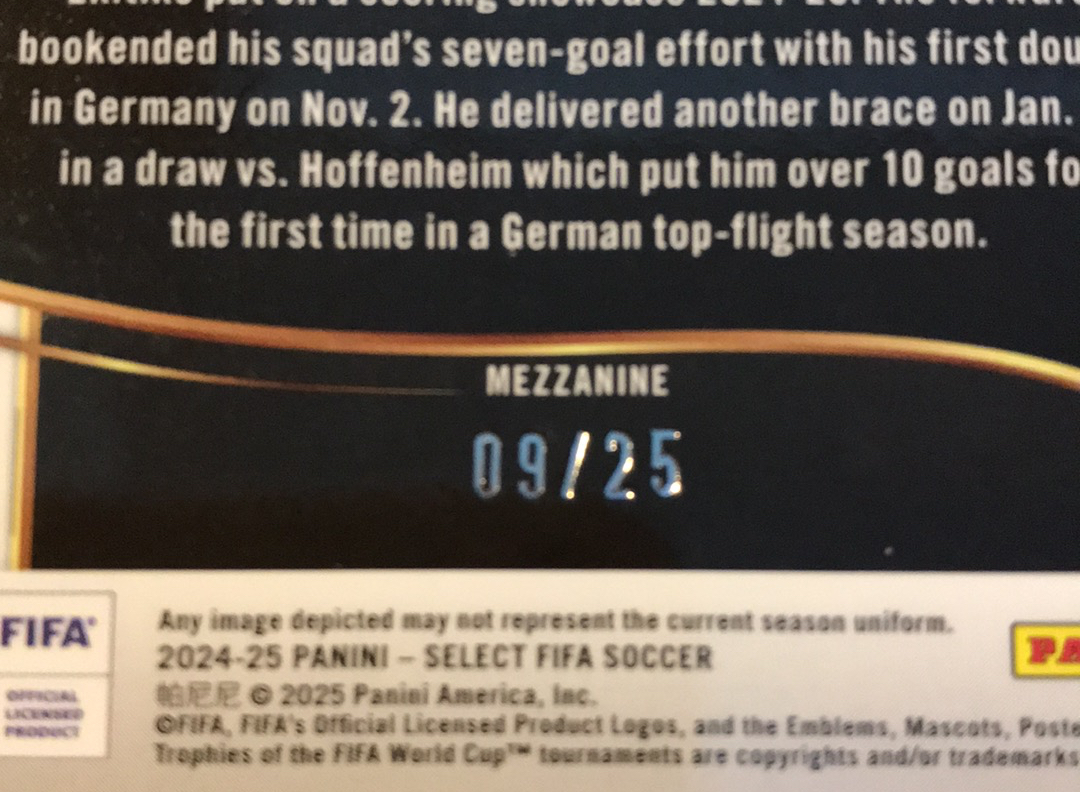 2024-25 Panini Select Hugo Ekitike 埃基蒂克 25编 扎染 09/25 利物浦 卡品如图 一天一快递不累计