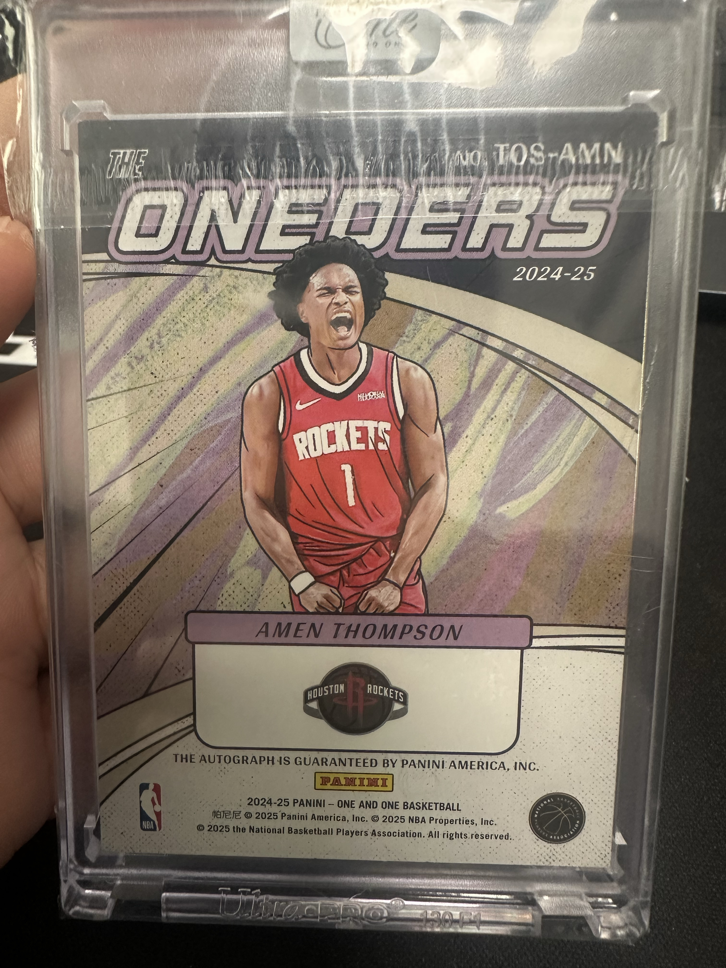 2024-25 Panini One and One Amen Thompson OAO 阿门 汤普森 49编 漫画签 签字 卡签 Oneders 蓝平行 卡品墨迹如图 冷