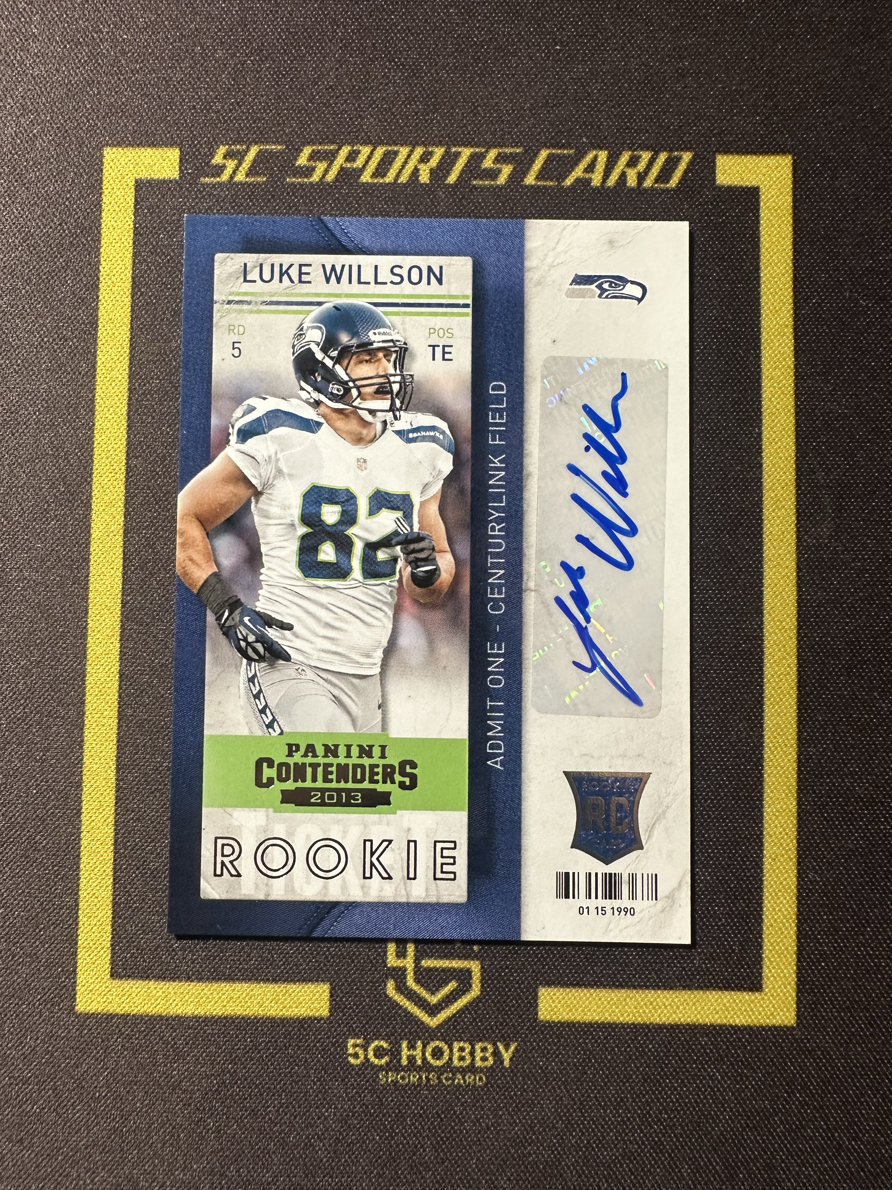 【主演出卡】2013 panini 橄榄球 contender 球票系列 海鹰 Luke Willson 威尔逊 新秀 球票 签字 卡品如图