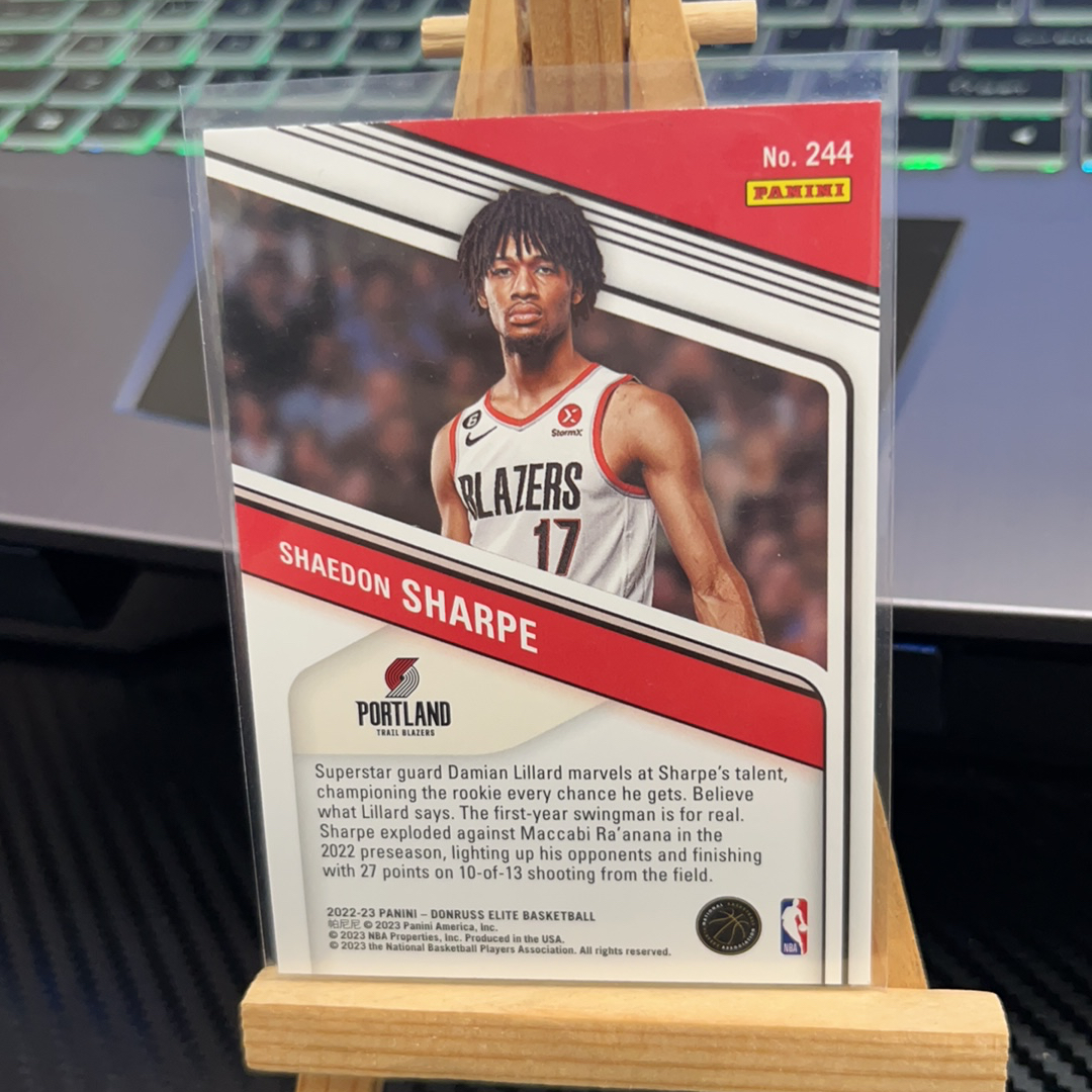 2022-23 Panini Elite Shaedon Sharpe RC 谢登 夏普 开拓者 新秀 银折 精英系列 卡品如图 凑图必备 值得收藏!免费代卖!