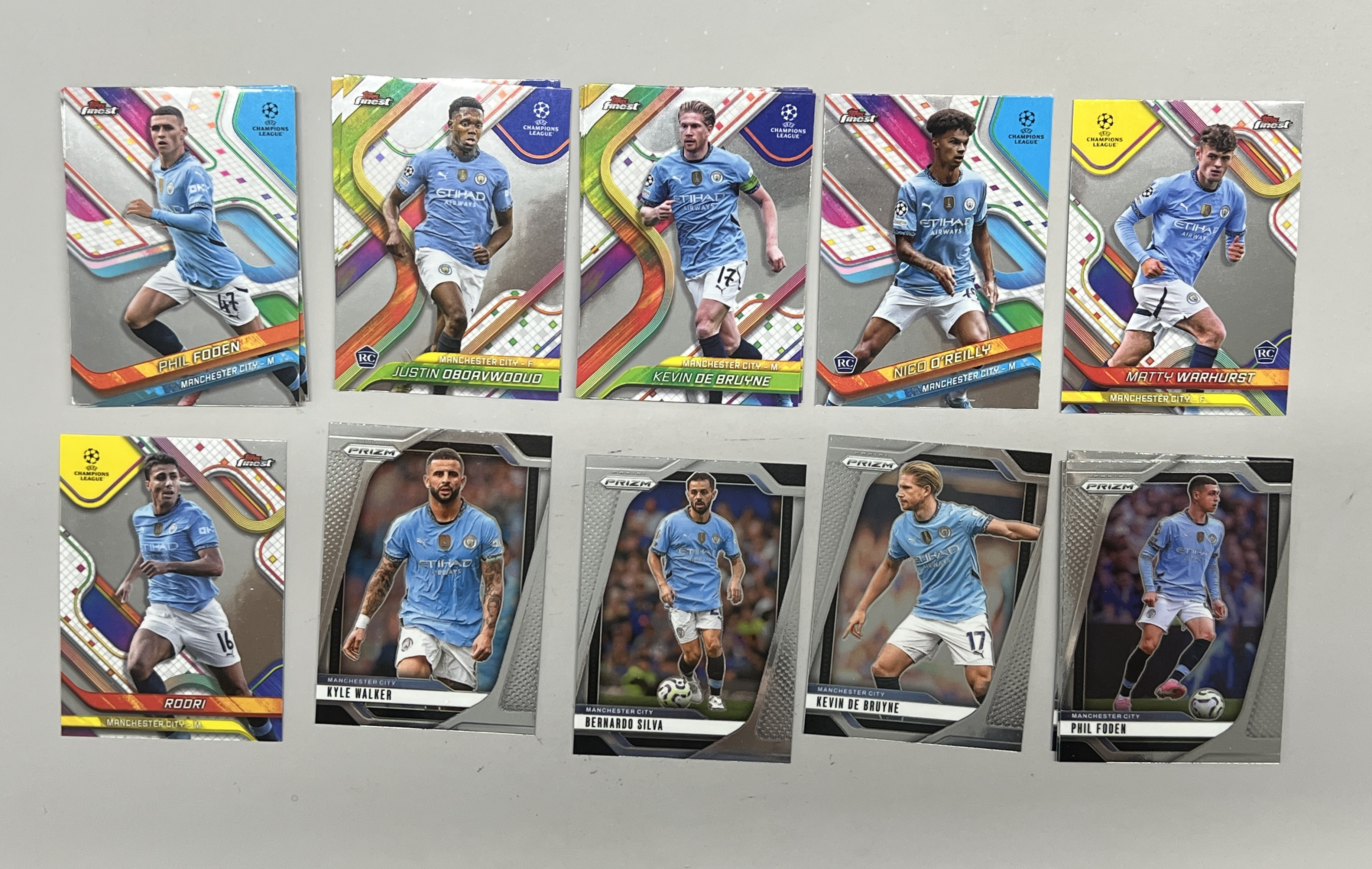 2024-25 Panini Prizm【挂机拍卖】帕尼尼 欧冠 福登 德布劳内 沃克 席尔瓦 佩德里 曼城 Topps Finest 21张lot 卡品如图