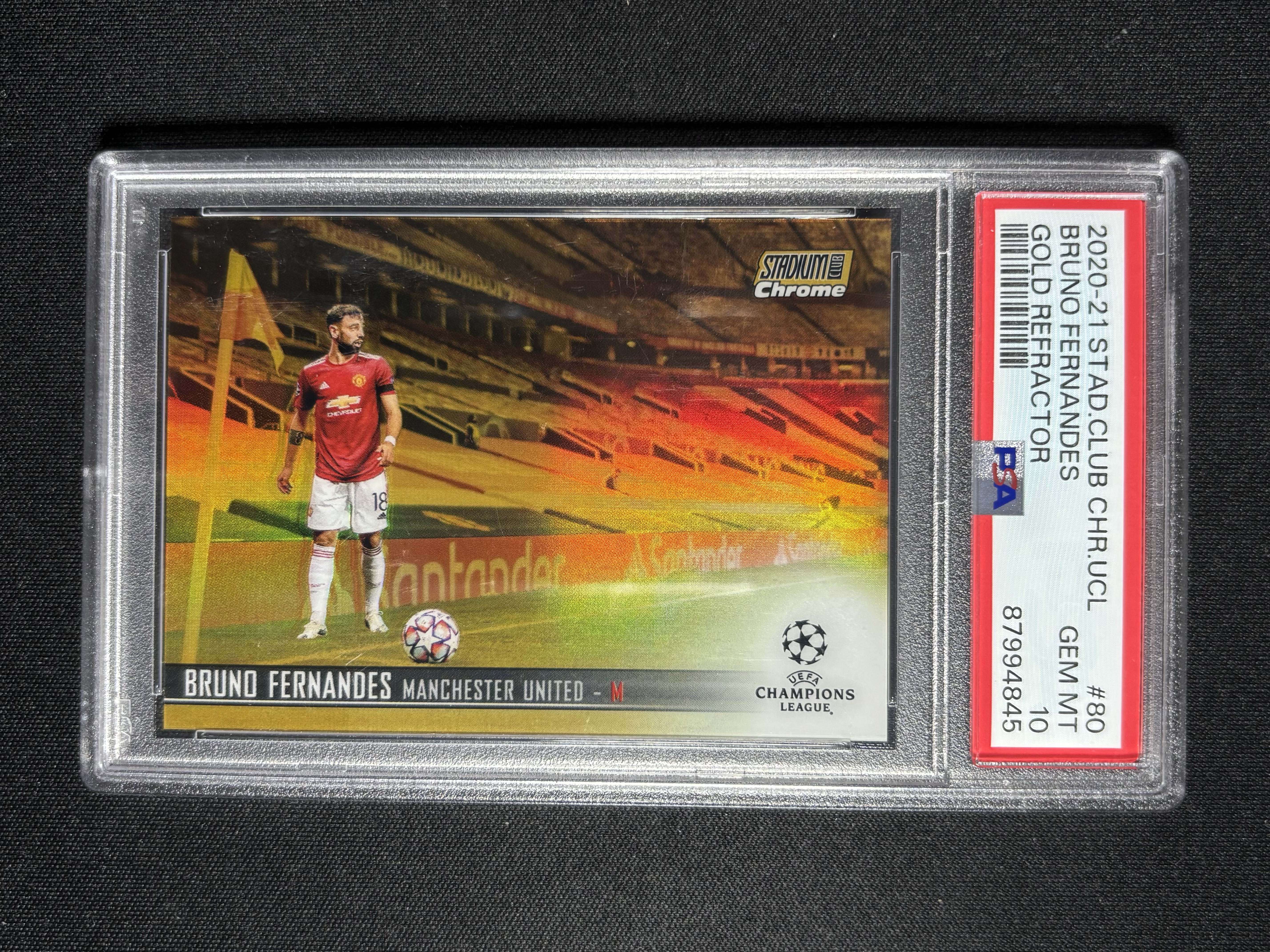 2020-21 Topps Stadium Club Bruno Fernandes 「墨色拍卖」 竞技场 曼联 布鲁诺 费尔南德斯 B费 05/50 Gold 金折 PSA 10 BCH9