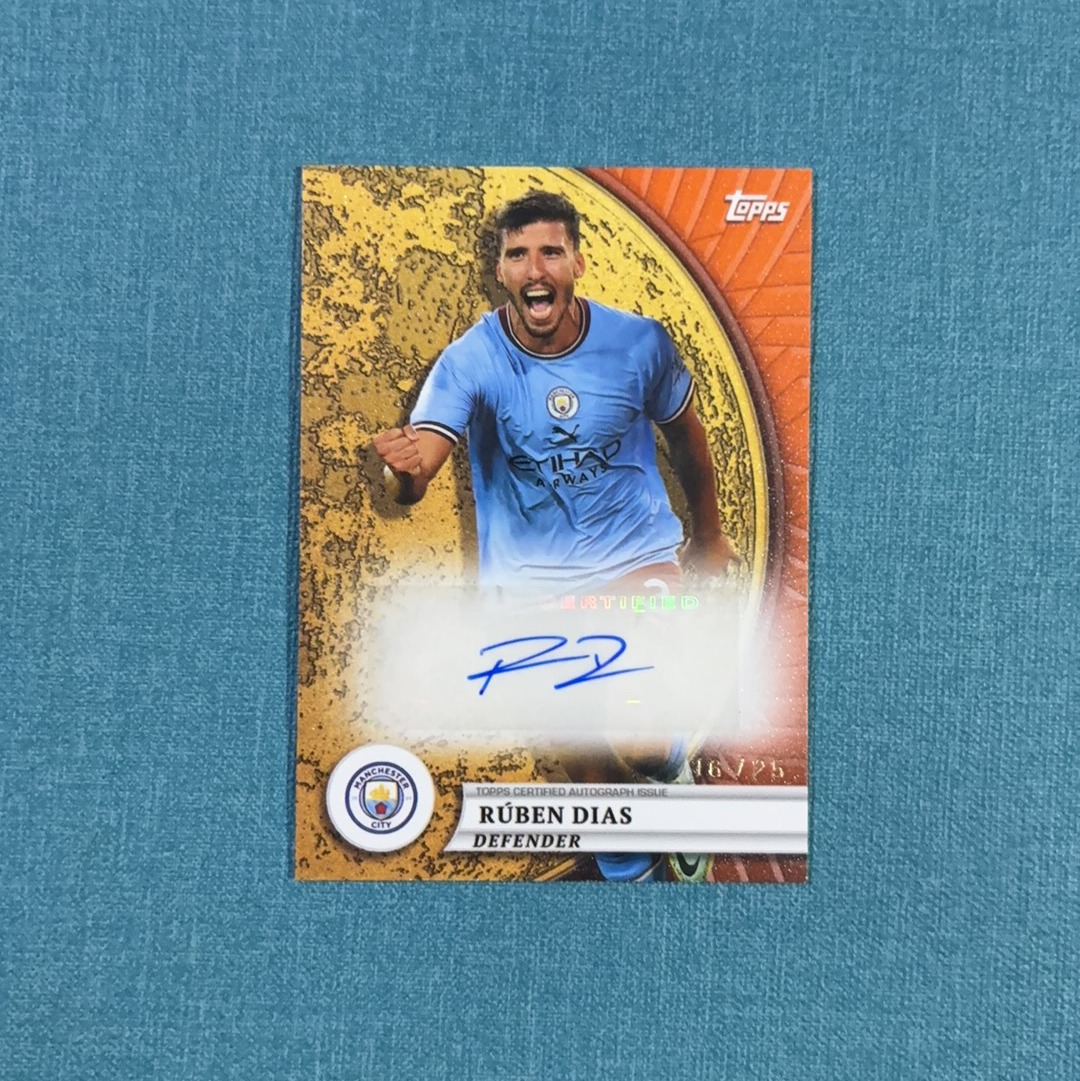2023-24 Topps 曼城 蓝月 队盒 Ruben Dias 鲁本 迪亚斯 签字 16/25编 低编 橙折 卡品如图 FTU