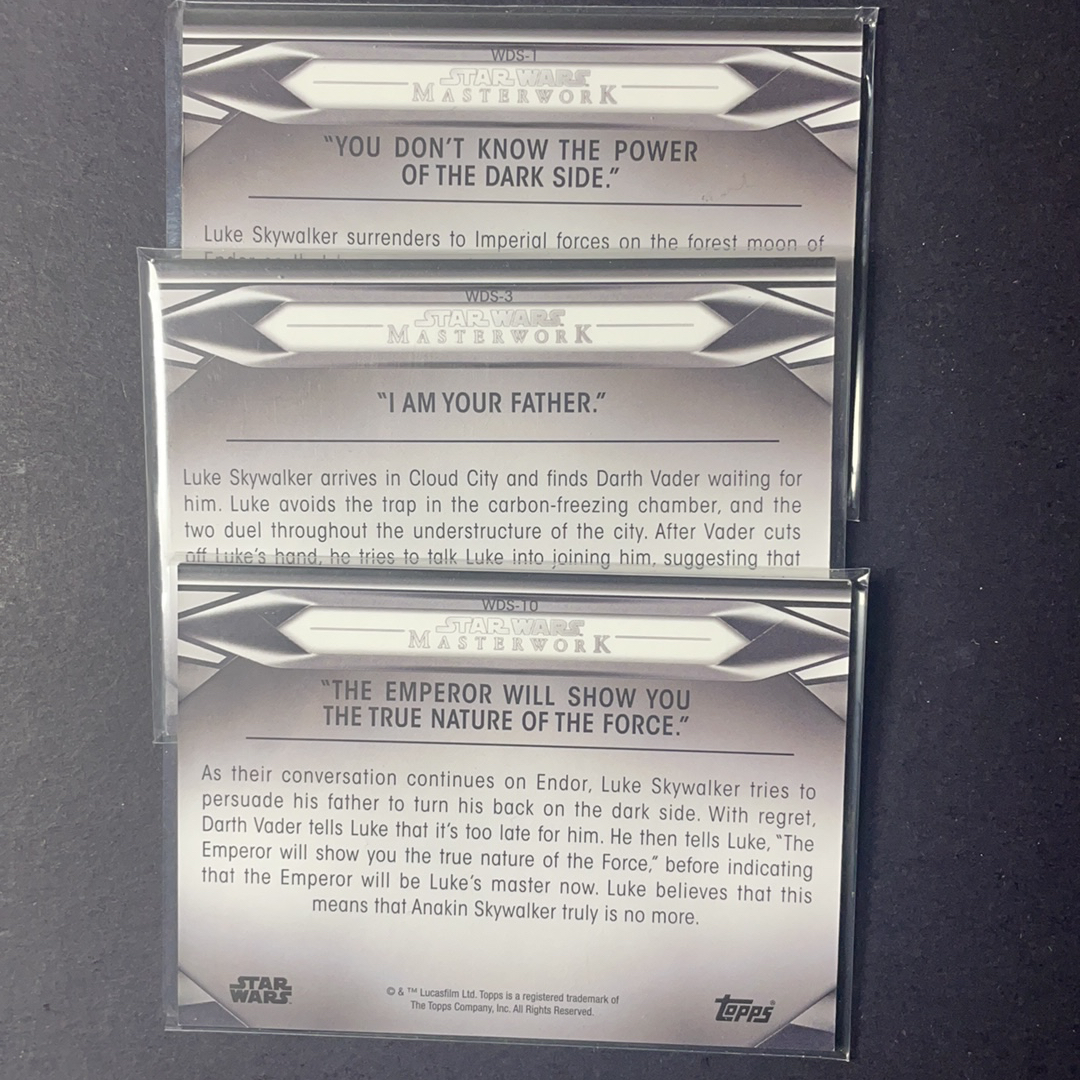 2025 Topps Star Wars 星球大战 达斯维达 卢克 风暴兵 达斯维达经典台词特卡3张打包序号见图2 2020 Topps 星战影视Masterwork大师盒系列