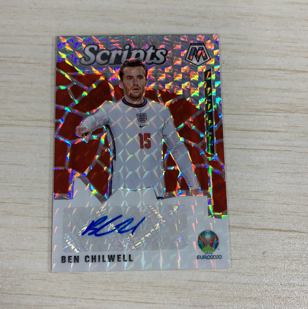 【小牛代拍】Panini 2021 欧洲杯 Mosaic UEFA Euro 英格兰 Scripts 签字 银马赛克折 左路走廊 本 奇尔韦尔 Ben Chilwell 卡品如图(一哥)