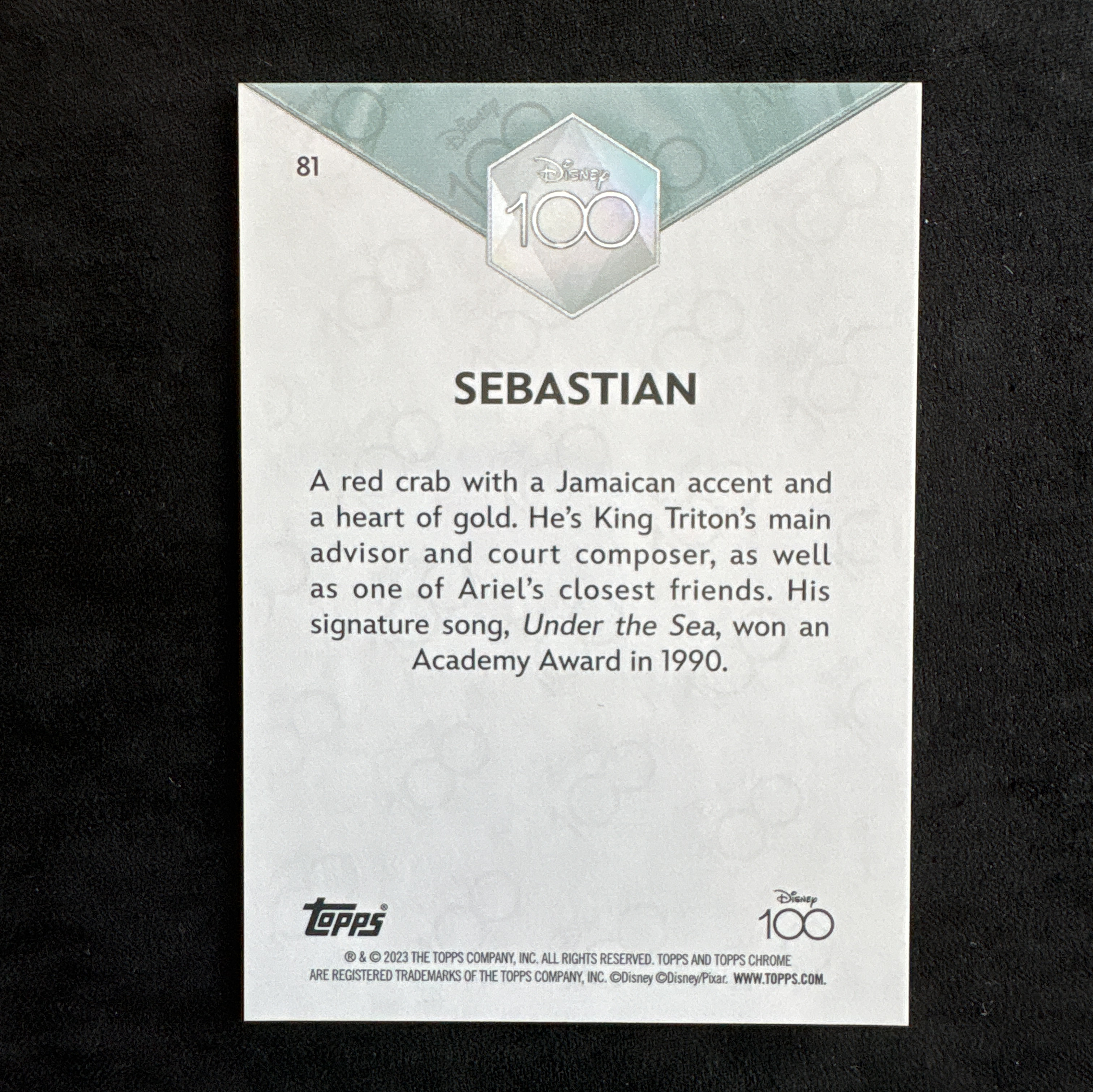 【十一拍卖】2023 TOPPS CHROME 迪士尼 DISNEY 100周年 元年 399编 粉折 SEBASTIAN 塞巴斯丁 小美人鱼 元年 微瑕 只合当日运费