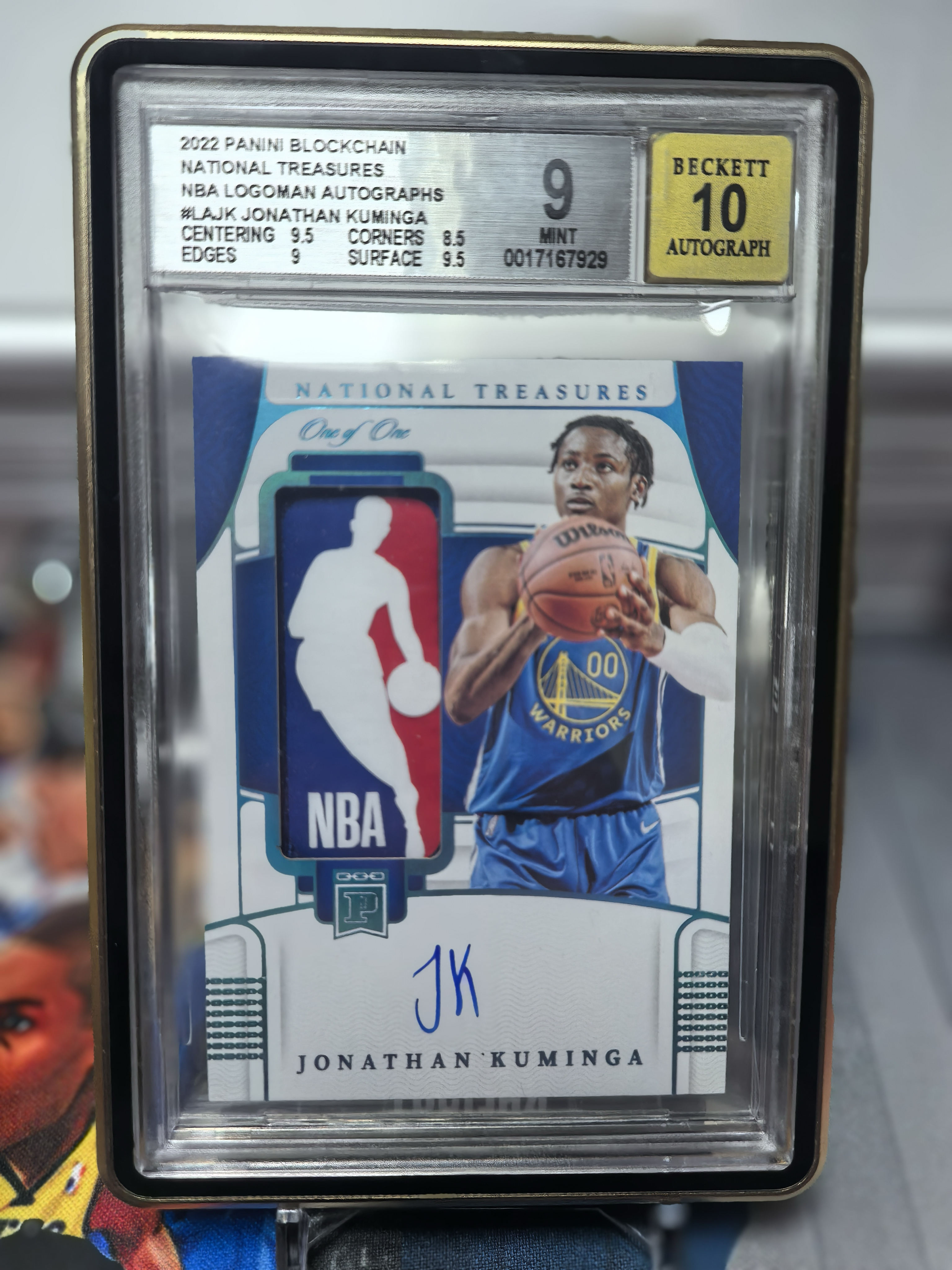 2022 Panini National Treasures Jonathan Kuminga RC 国宝BC 勇士 库明加JK 新秀 logoman 签字卡签 RLA1/1 湖水蓝