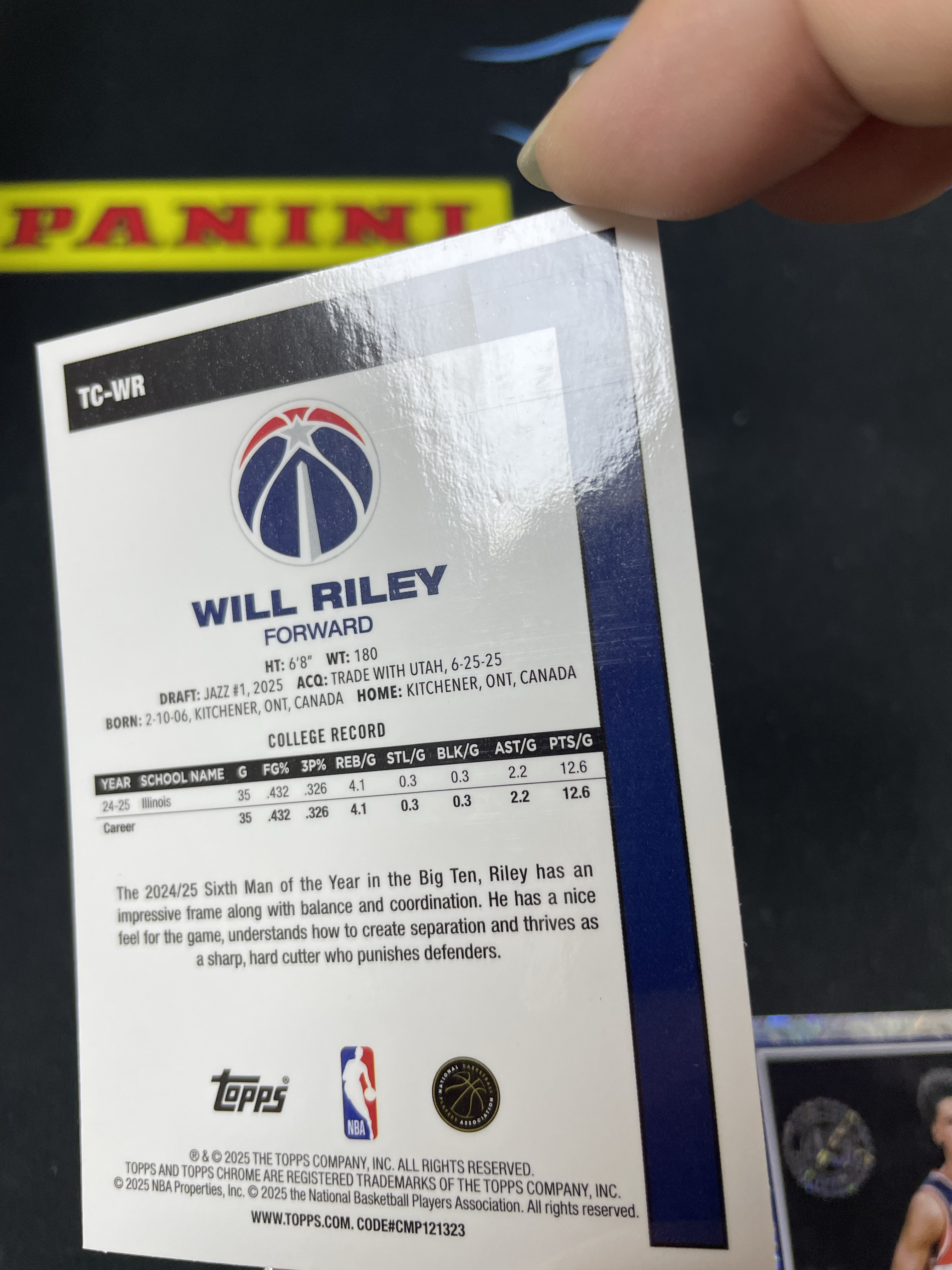 【皮成仙拍卖】 2025 TOPPS 奇才 WILL RILEY 威尔凯利 新秀 RC 蓝MOJO折 1980-2025th 45周年 复古 199编 瑕疵如图【只发顺丰】kenh11.8