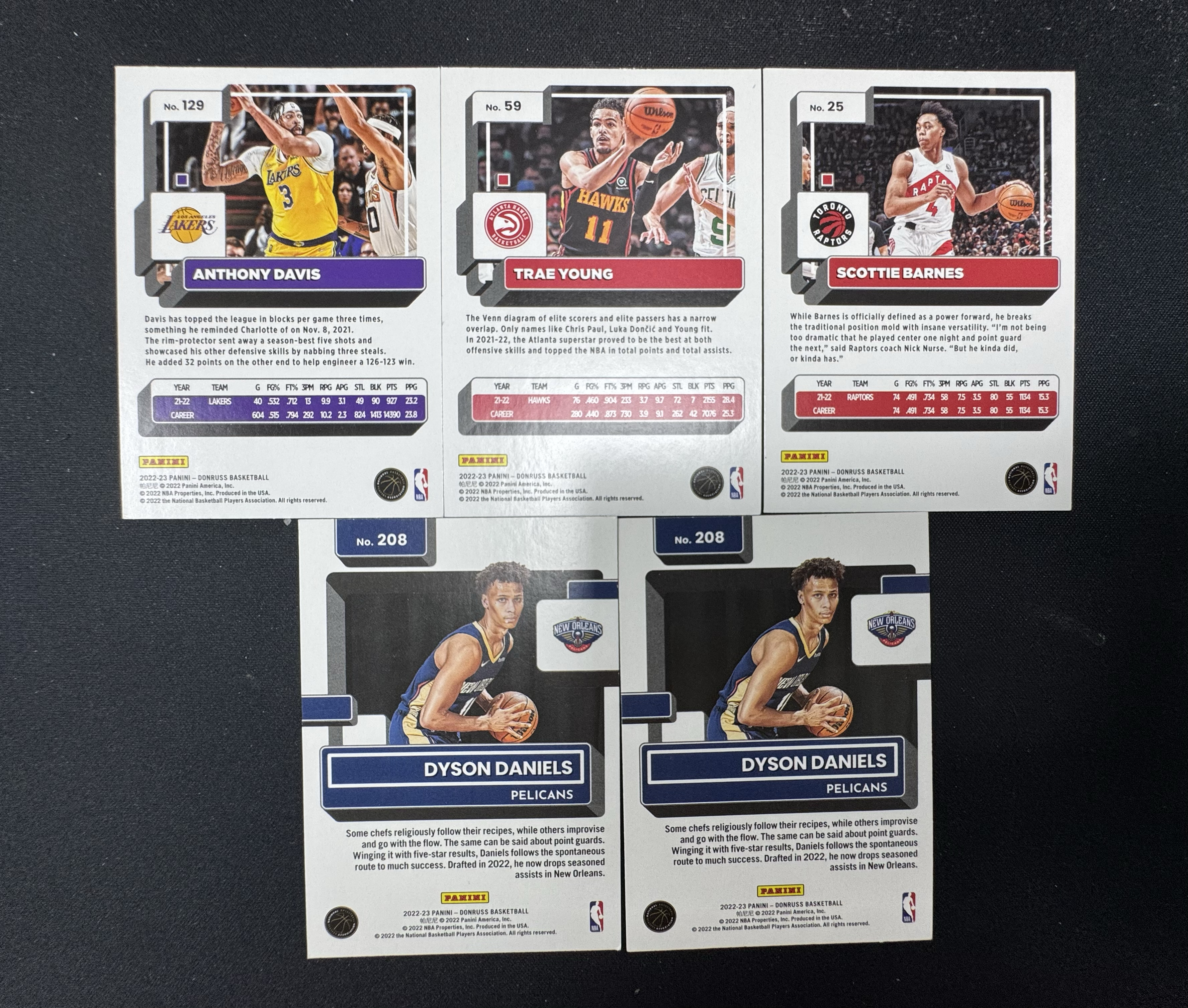 2022-23 Panini Donruss 杜蕾斯 安东尼 戴维斯 特雷杨 巴恩斯 戴森共2张 绿佛光折 折射 5张打包lot组 Hzo7