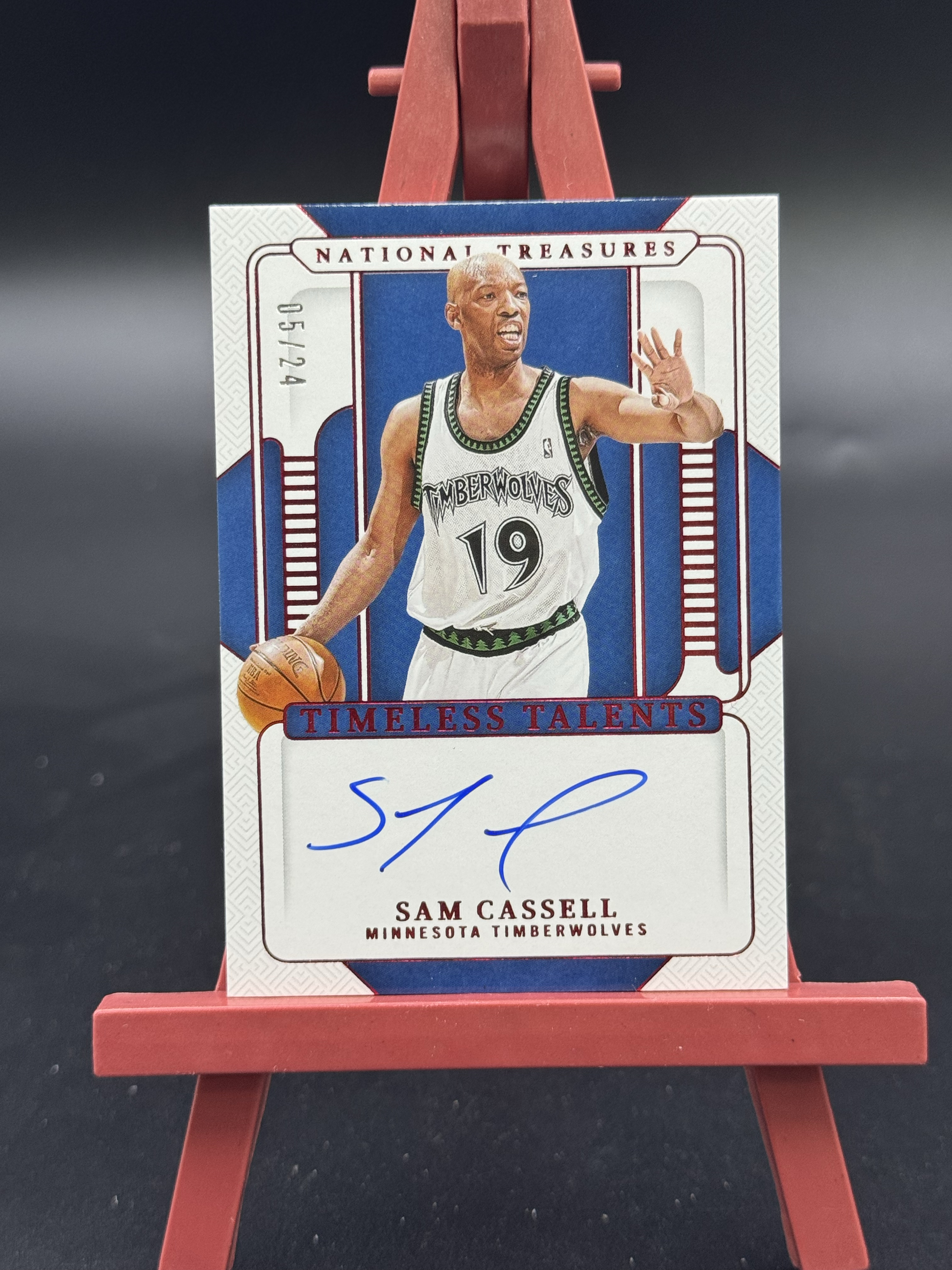 2024-25 Panini National Treasures Sam Cassell 国宝 森林狼 山姆 卡斯尔 卡签 签字 05/24编 红平行 【优质签字专场】Hzo4