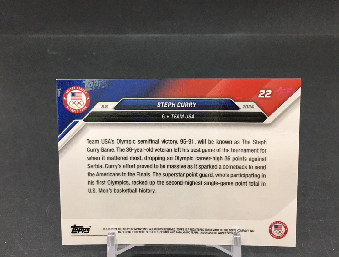 【DC拍卖】11.21 TOPPS NOW 奥运会 勇士王朝核心领袖 联盟历史三分王 斯蒂芬 库里