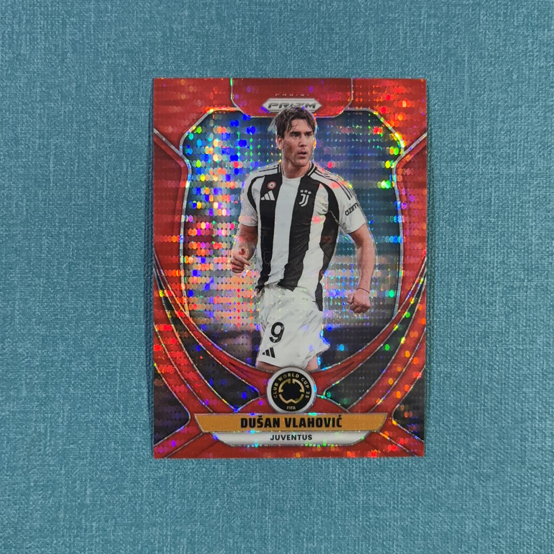 2025 Panini Prizm 世俱杯 Dusan Vlahovic 弗拉霍维奇 205/299编 红脉冲折 尤文图斯 卡品如图 FTU
