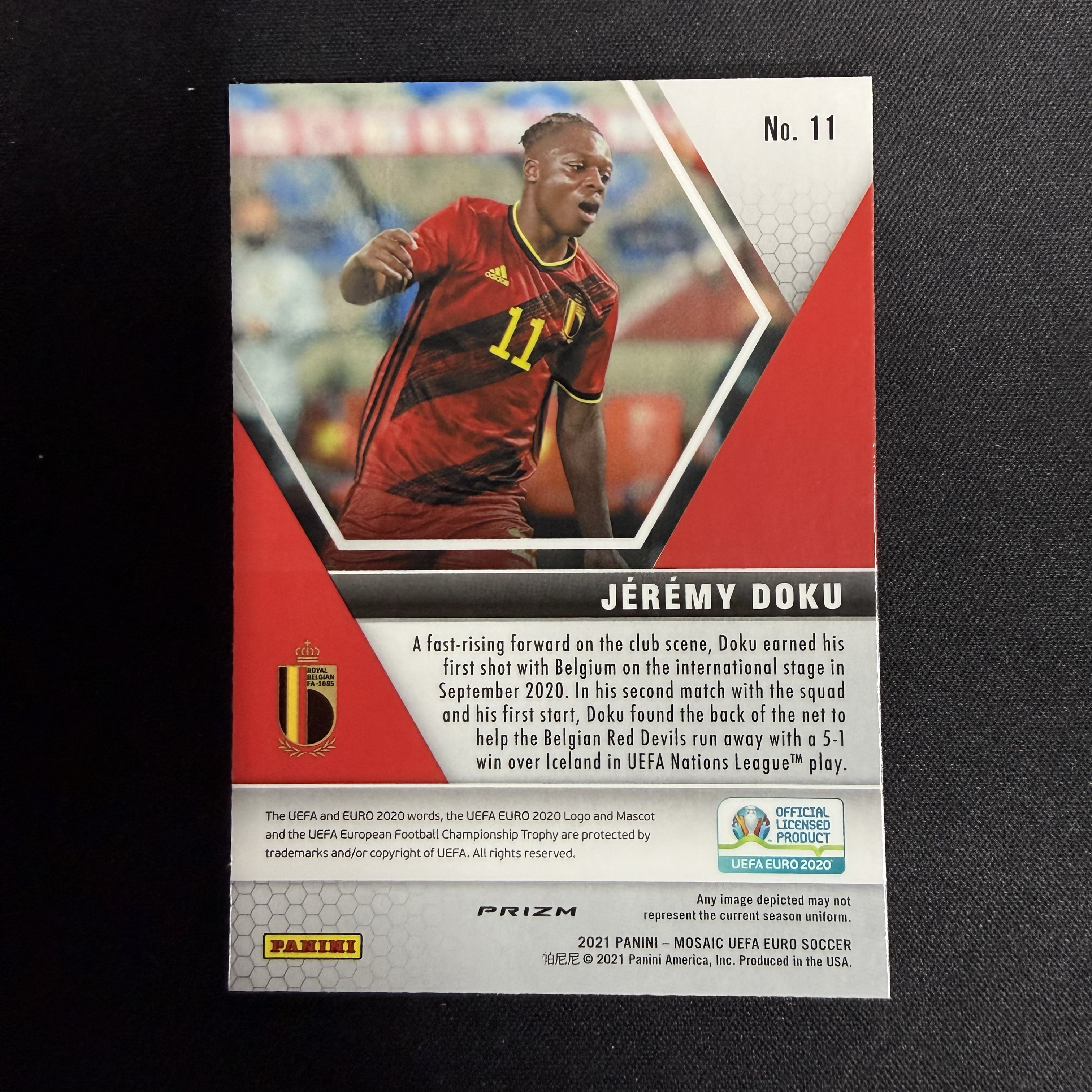 2021 Panini Mosaic Jérémy Doku RC 【SC拍卖】欧洲杯 马赛克 多库 比利时 新秀 粉马赛克 收藏必备(小樽之恋)