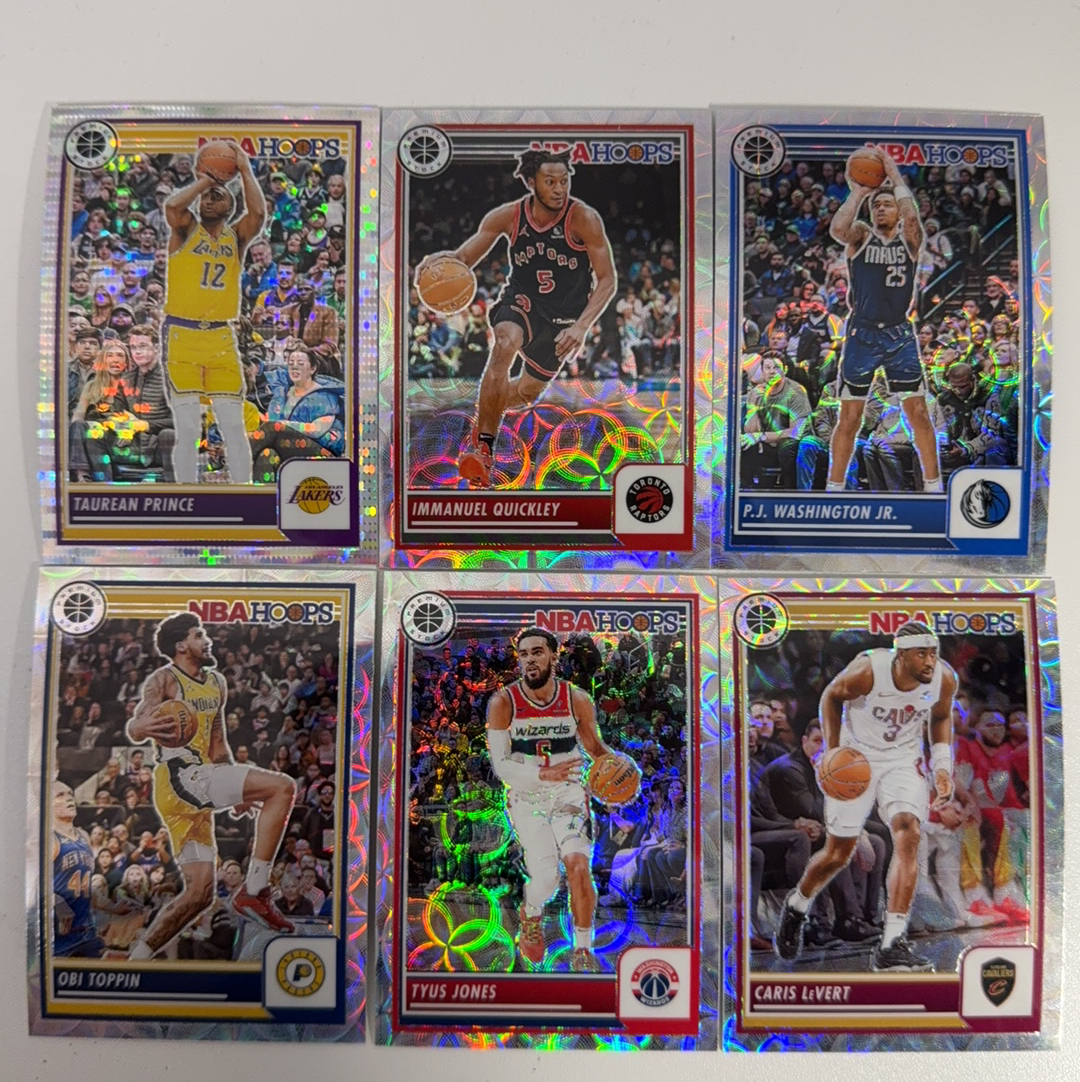 【免费代卖】6张 打包 lot HOOPS 折射 奎克利 PJ 华盛顿 奥比 托平 马刺 骑士 勇士 湖人 火箭 独行侠 魔术 值得收藏!!