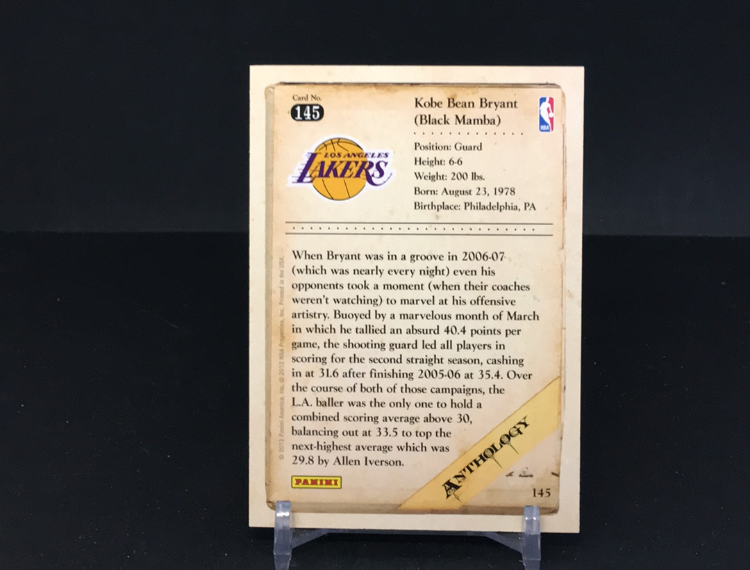 【DC拍卖】4.27CR7 2007-08 Panini Kobe Bryant Anthology #145 科比・布莱恩特 湖人黑曼巴特卡