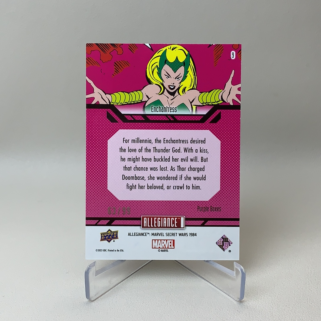 【弈卡代拍】2023 Upper Deck Marvel漫威 Secret Wars 秘密战争 大比例 特卡 紫折 折射 Enchantress 魅惑魔女 63/99编 品相如图 凑套必备 真帕杰洛