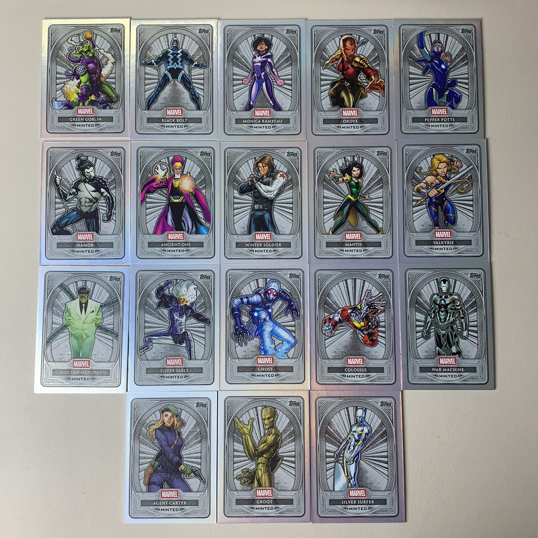 【弈卡代拍】2025 Topps Marvel (MCU)漫威 Minted盒 银折 折射 银平行 螳螂女 纳摩 章鱼博士 钢力士 格鲁特等 18张 打包 品相如图 凑套必备 一一