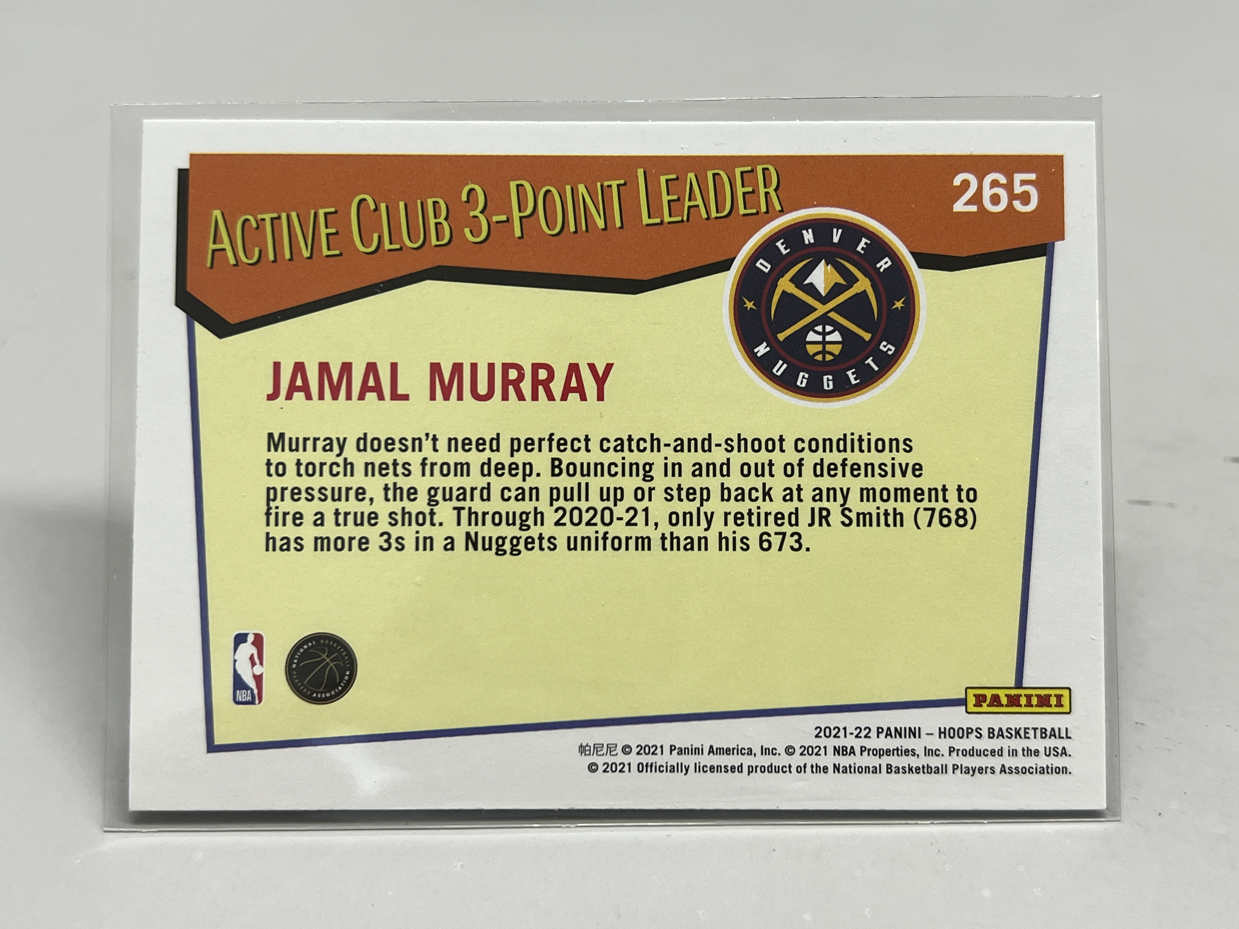 2021-22 Panini NBA Hoops Jamal Murray 【接寄拍 挂机拍卖】帕尼尼 贾马尔·穆雷 掘金 #265 复古特卡 大比例 折射 卡品如图 收藏 凑套