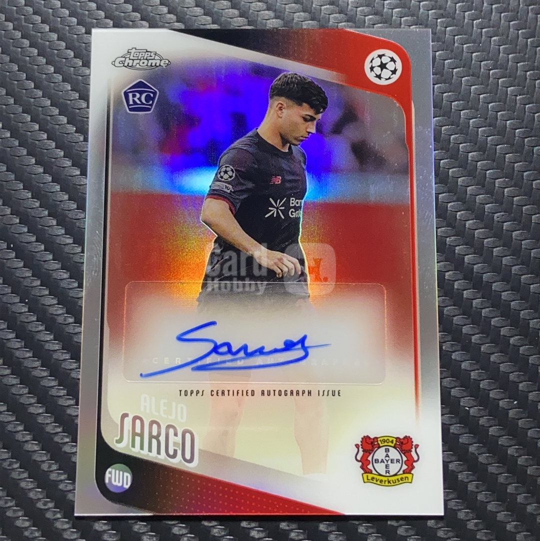 【小牛代拍】2025-26 Topps Chrome Alejo sarco RC 欧战 TC 勒沃库森 萨尔科 新秀 签字 银折射 卡品如图(政哥)