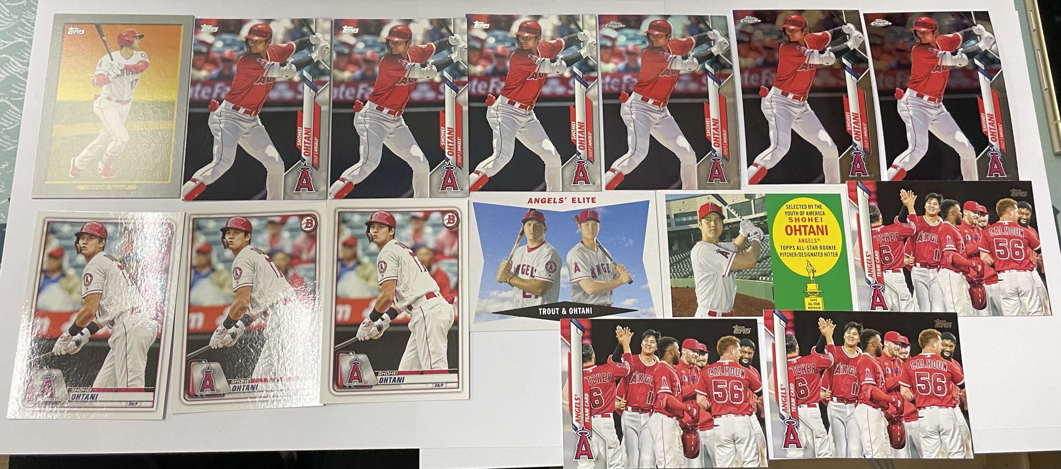 2020 Topps Chrome Shohei Ohtani 洛杉矶天使 大谷翔平 Bowman等多系列 Base 特卡 十五张一起 Lot15