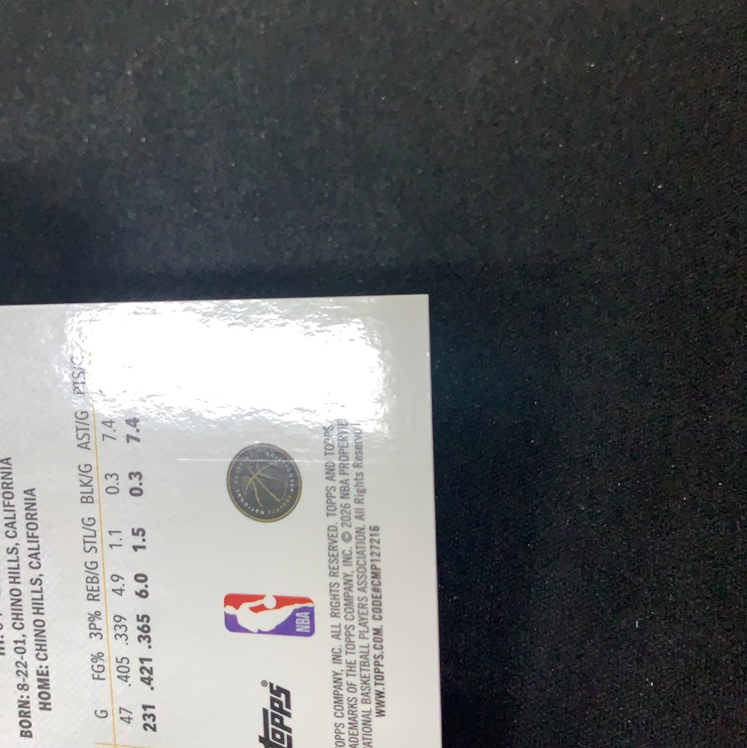 2025-26 Topps Finest LaMelo Ball 【SC拍卖】黄蜂 拉梅洛鲍尔 19/50编 三级 紫格子折 瑕疵如图收藏必备(兔哥)