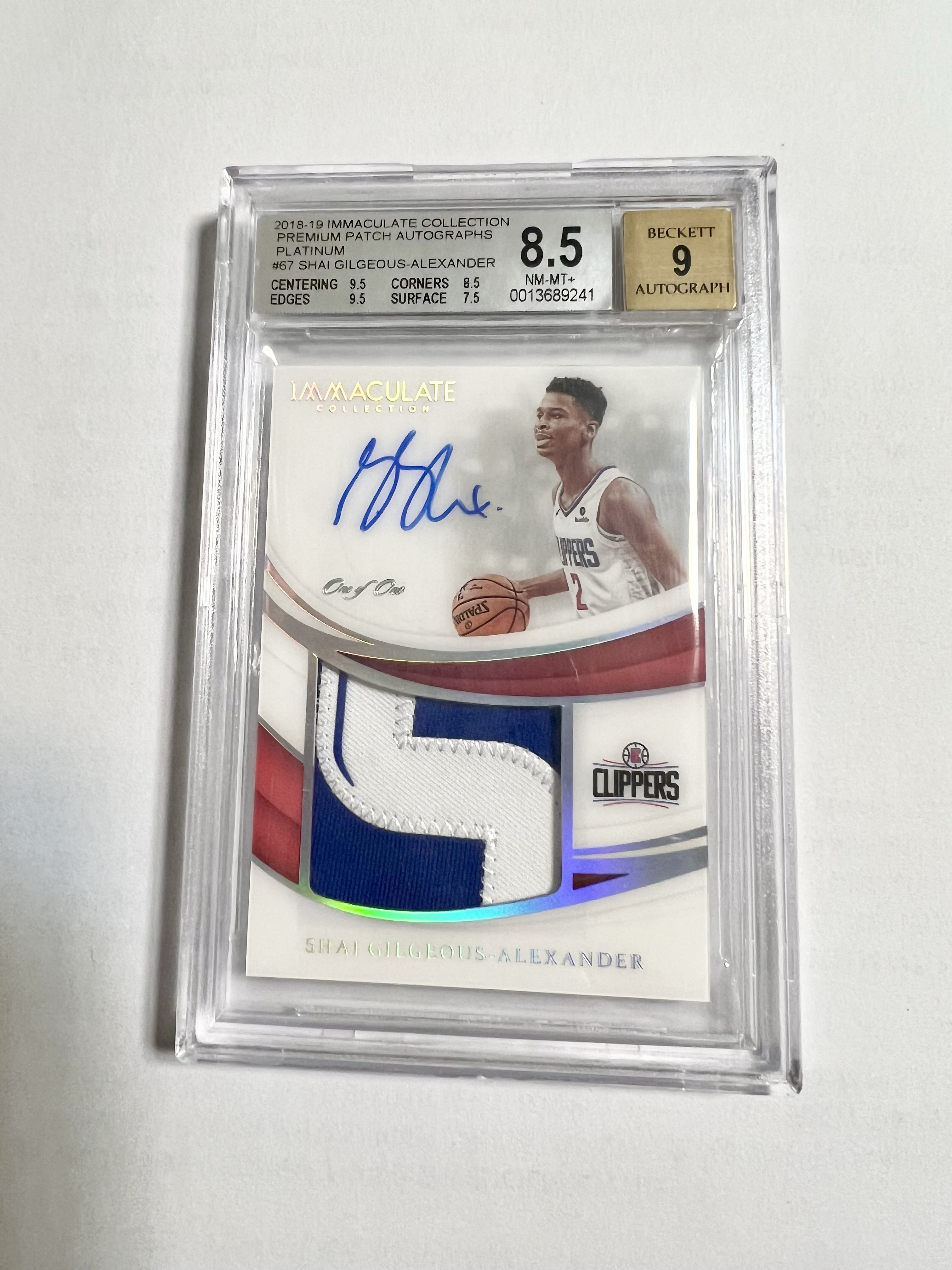 2018-19 Panini Immaculate Shai Gilgeous-Alexander RC 洛杉矶快船 亚历山大 新秀 签字 imm pp 1/1 大窗patch 系列大hit卡
