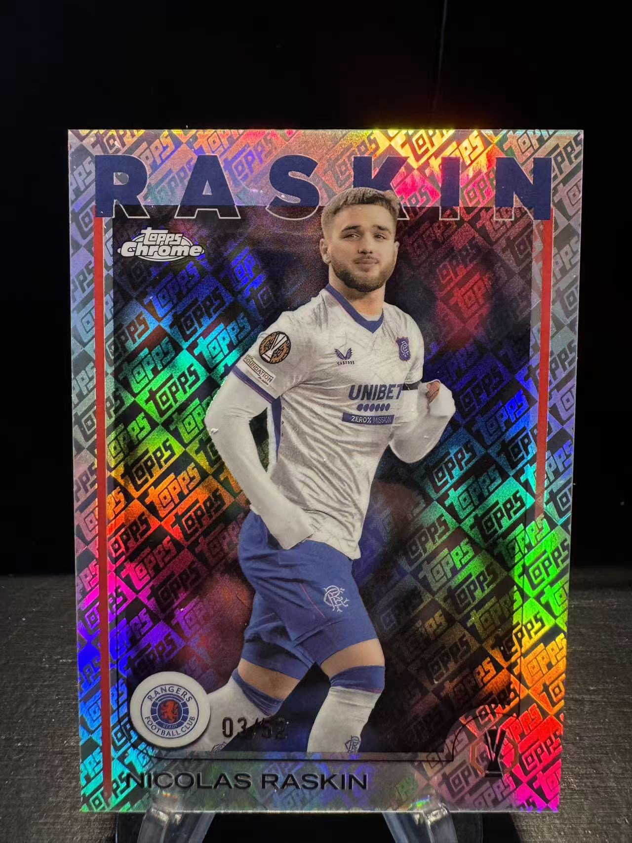 龖2025 Topps Chrome NICOLAS RASKIN 欧战TC 格拉斯哥流浪者 尼古拉斯 拉斯金 03/52编 Topps折 折射 卡品如图 MJ002D
