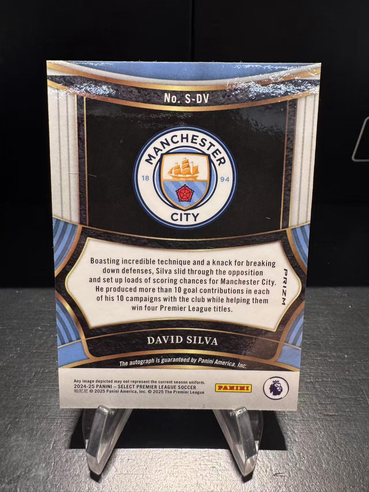 龖2024-25 Panini Select David Silva 英超 大卫 席尔瓦 红折 签字 曼城 银折 卡品如图 MJ002L
