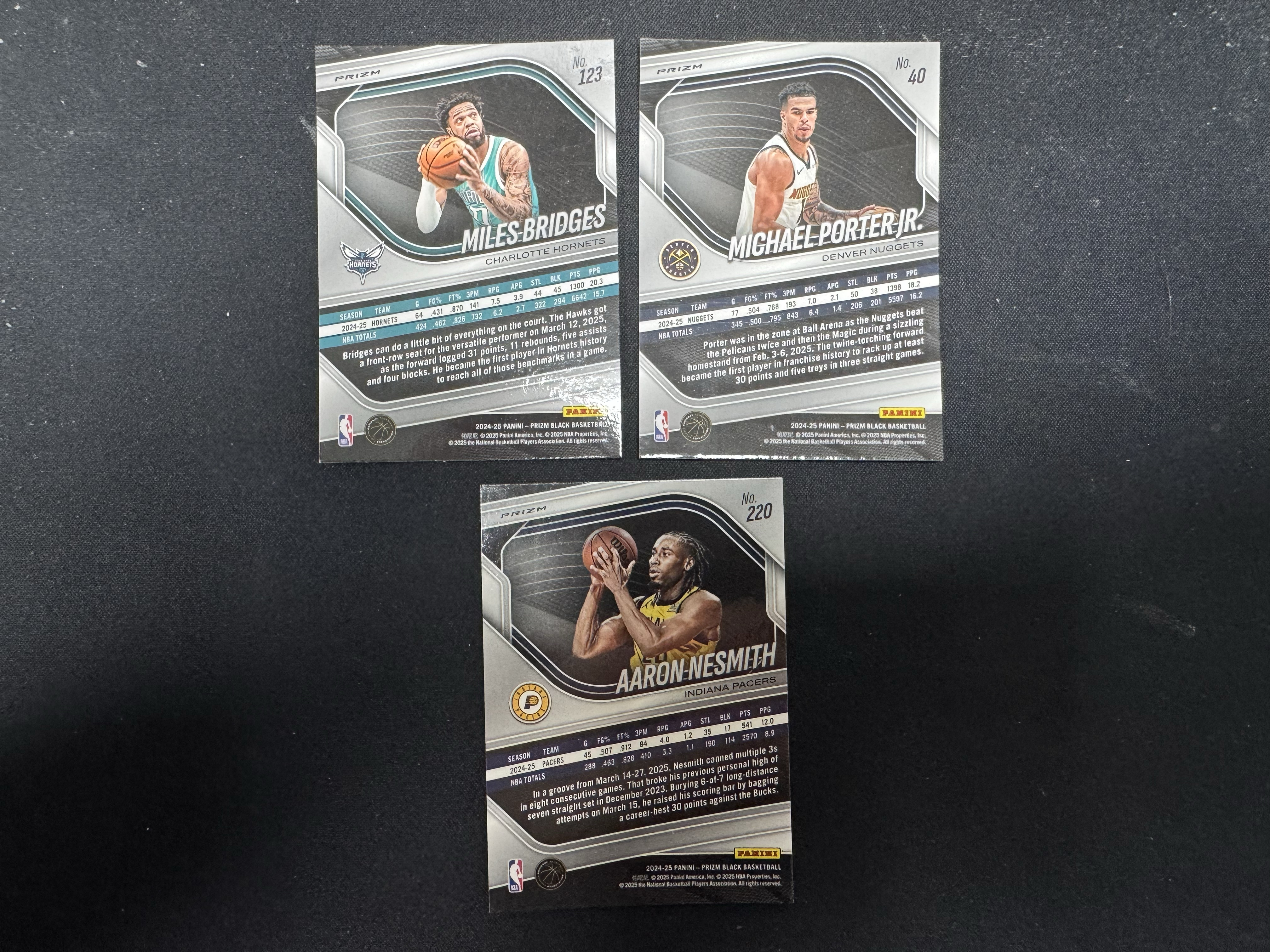 2024-25 Panini Prizm black 黄蜂 布里奇斯 掘金 小波特 步行者 内史密斯 红波纹折 折射 3张打包lot组 Hzo7