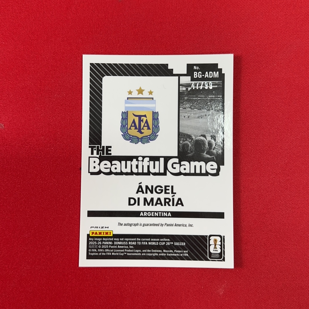 【四喜代拍】2025-26 Panini Donruss 世界杯 杜蕾斯 Angel Di Maria 迪马利亚 天使 阿根廷 47/99编 签字 美丽比赛签 绿龙鱗折 卡品如图(polo)