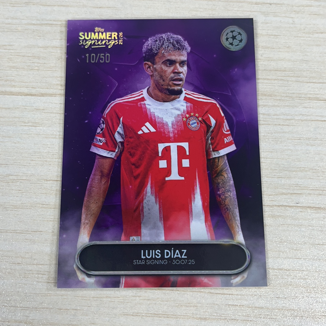 【小牛代拍】2025-26 Topps Summer Signings 夏转 欧冠 luis diaz 路易斯 迪亚斯 拜仁 50编 低编 卡品如图(一哥)